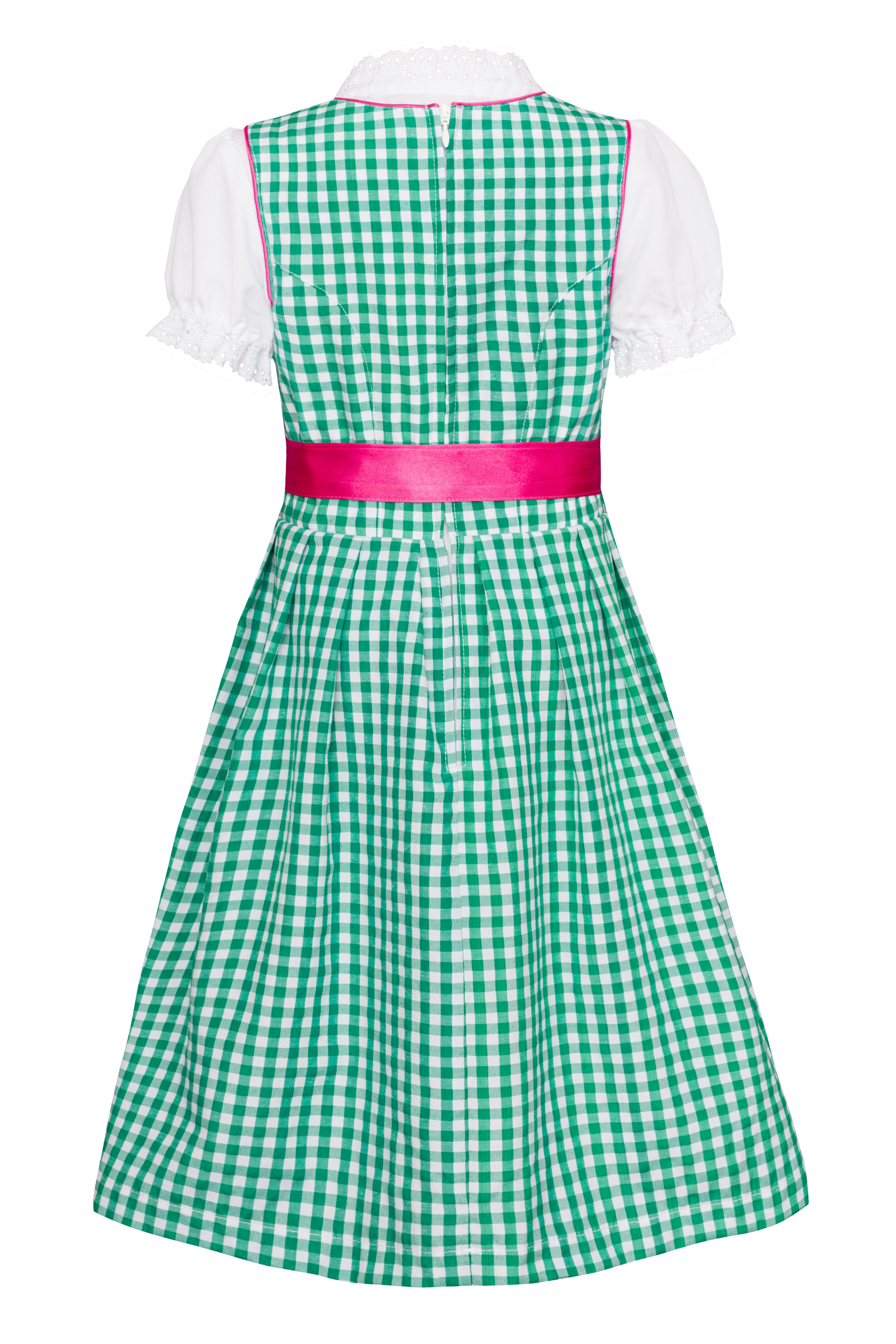 Ramona Lippert Dirndl Mia kariert grün pink Kinderdirndl für Mädchen mit Bluse