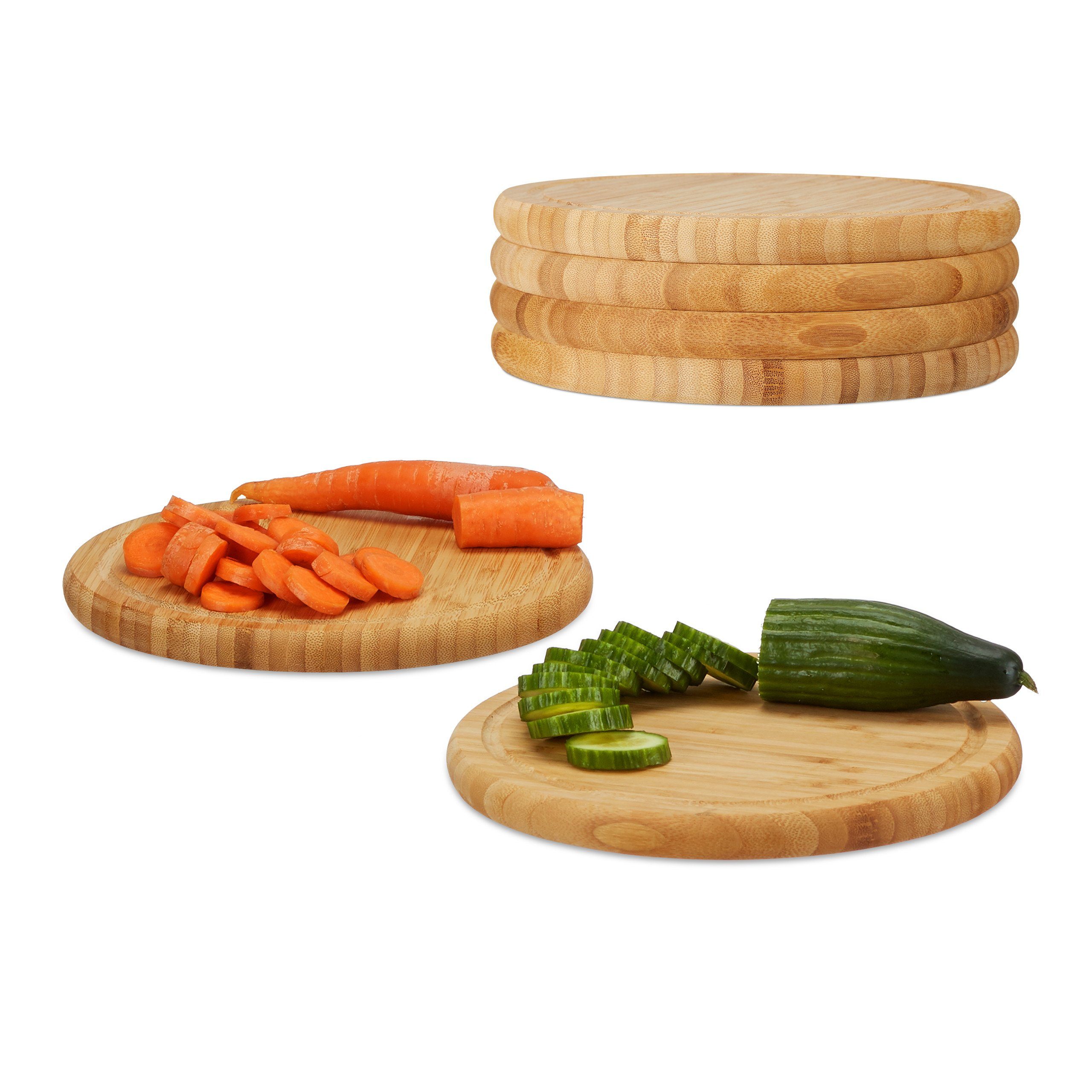 relaxdays Frühstücksbrett Frühstücksbrettchen Set 25 cm, Bambus, (6-St., 6er Set), 6er Pack
