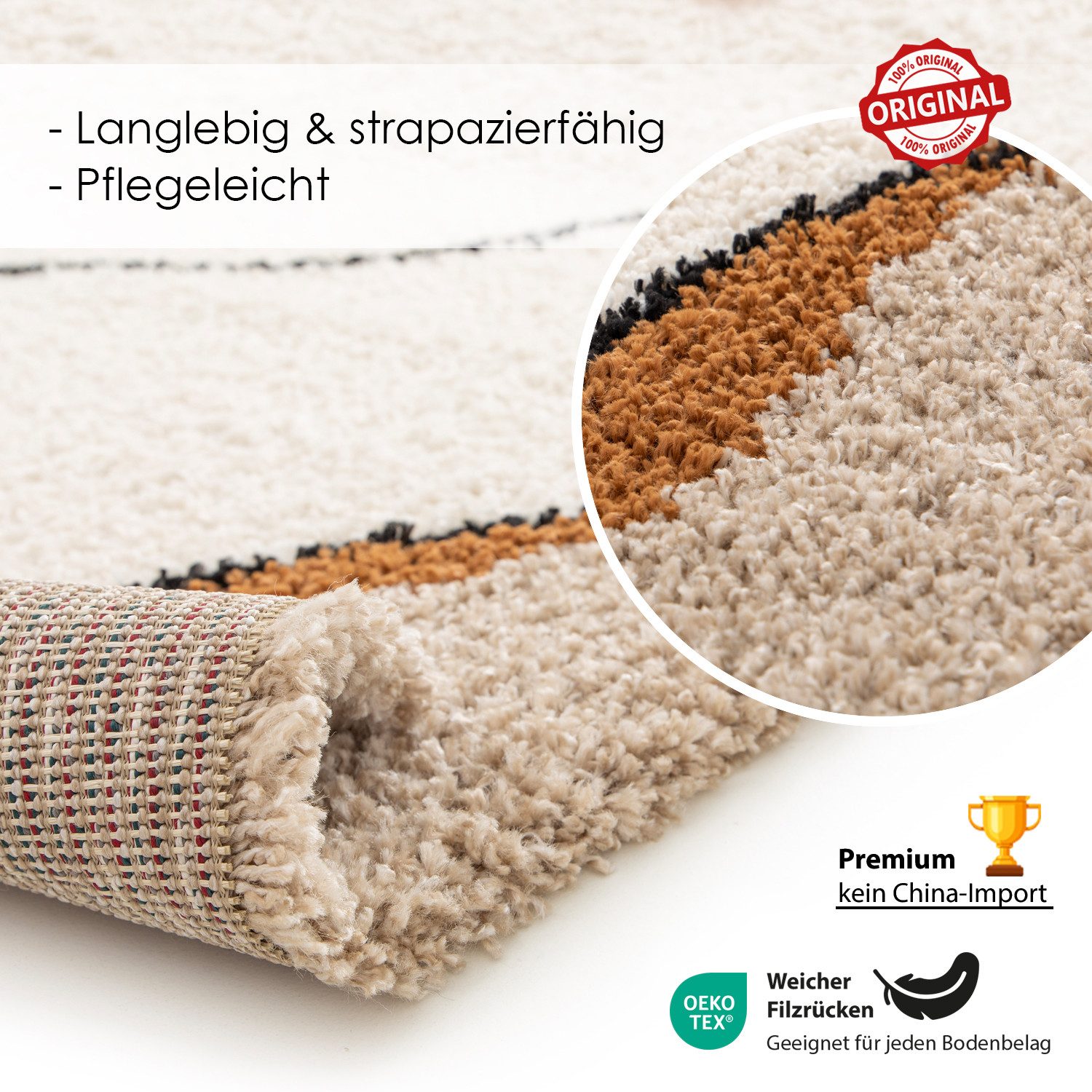 DomDeco Hochflor-Teppich Hochflorteppich Momo und Lunor, Schlafzimmerteppich, luxusqualität, flauschiger teppich modern – Bild 4 von 5