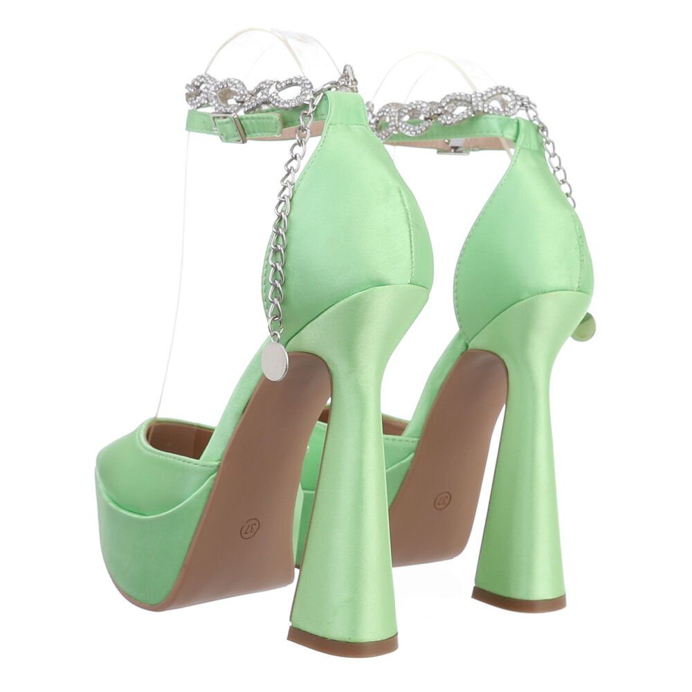 Ital-Design Damen Abendschuhe Party & Clubwear Plateaupumps (82095965) Blockabsatz High Heel Pumps in Hellgrün