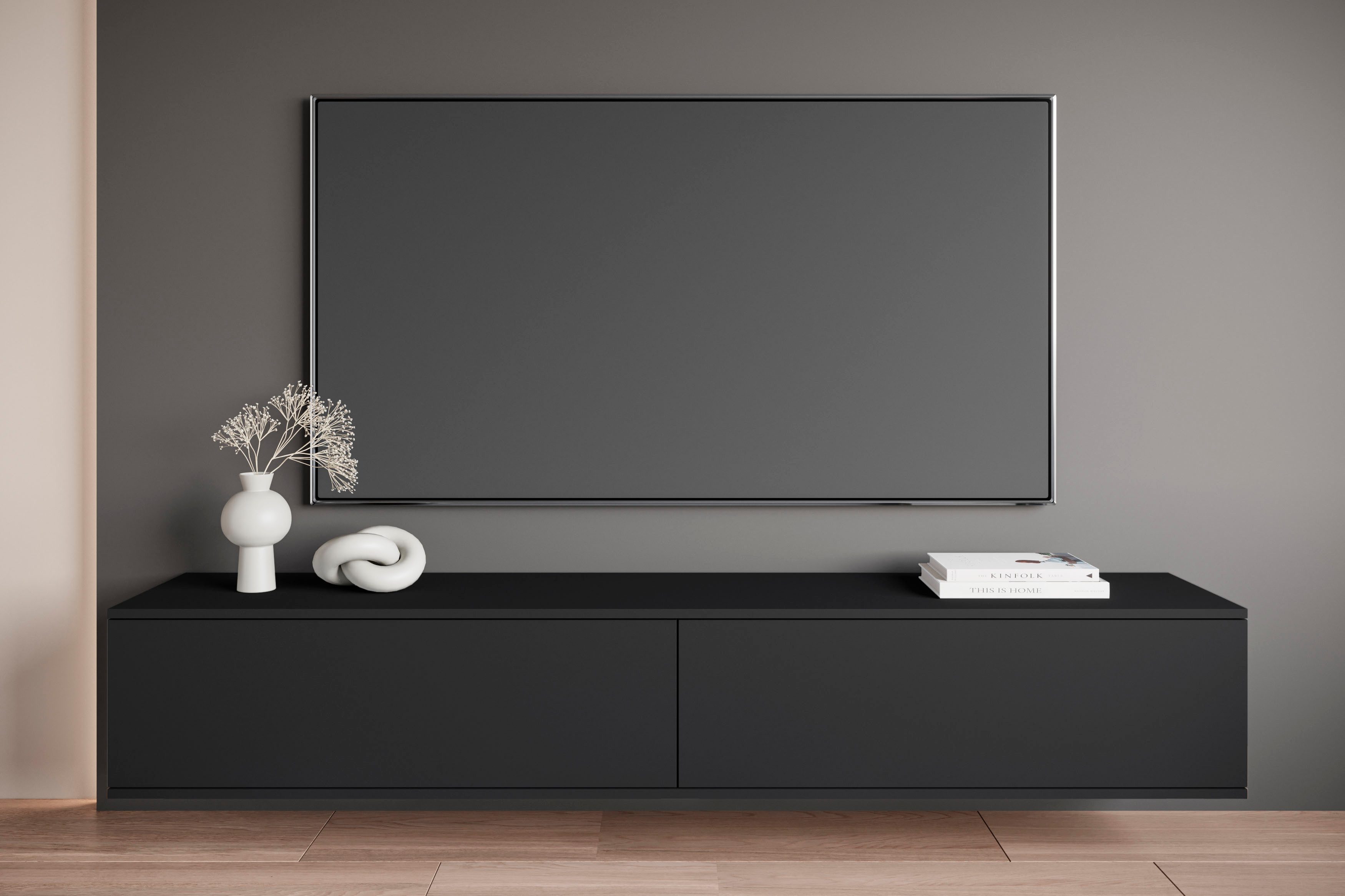 OTTO home Lowboard Kenia (1 St), 2 Klappen – flexibel hängend oder stehend montierbar