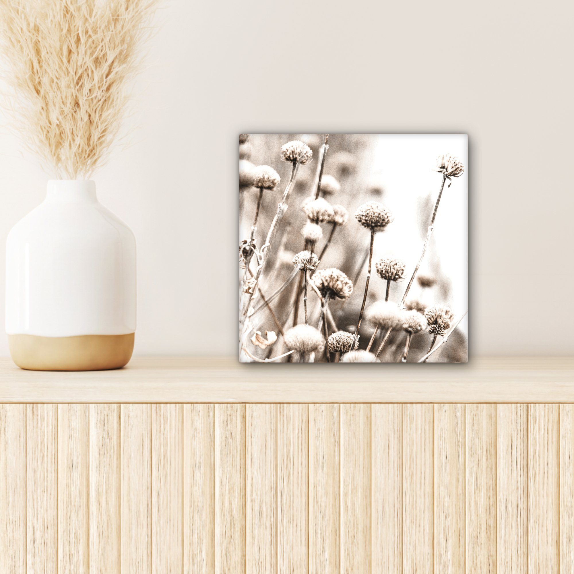 Schlafzimmer, - St), Natur, - Leinwandbild cm - (1 OneMillionCanvasses® Bilder Pflanzen für 20x20 Leinwand Wohnzimmer Blumen Stillleben