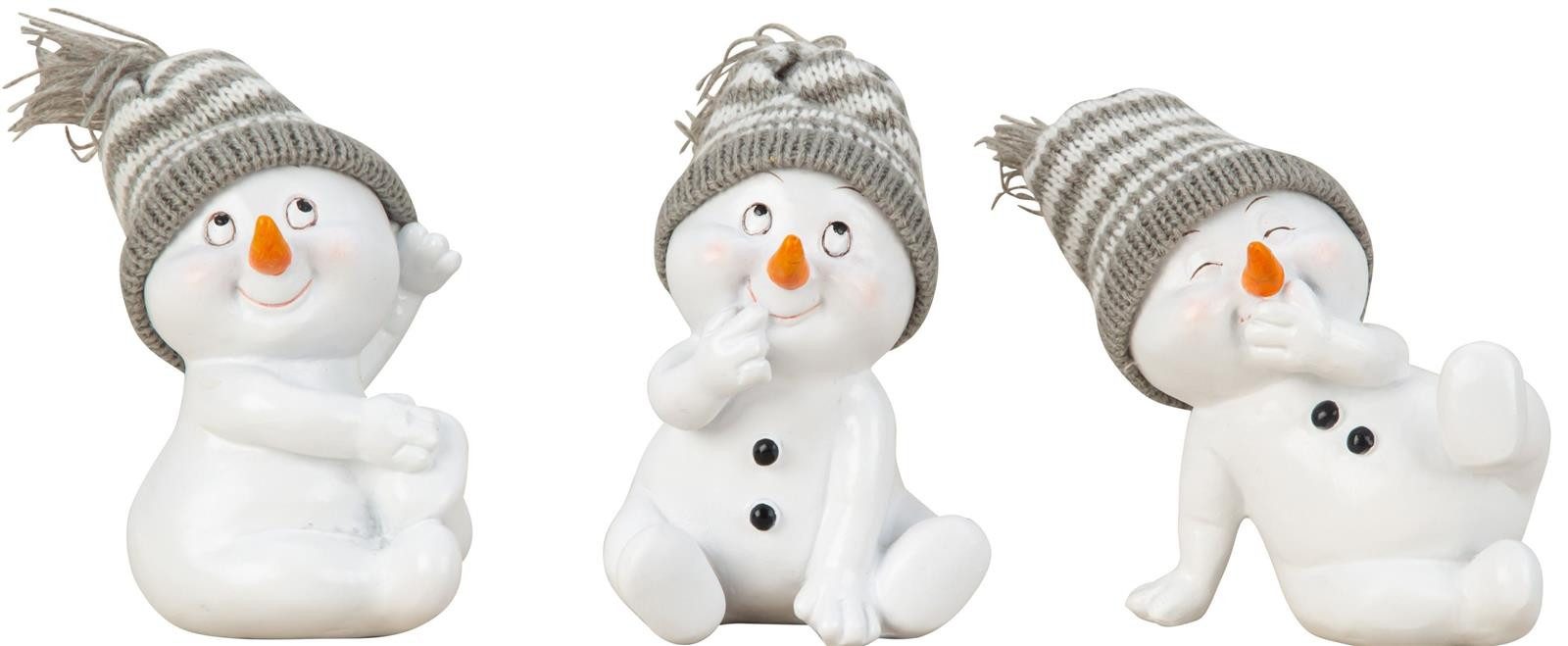 Geschenkestadl Schneemann 3 x Schneemann sitzend 11,5cm Weihnachten Winter versch. Varianten