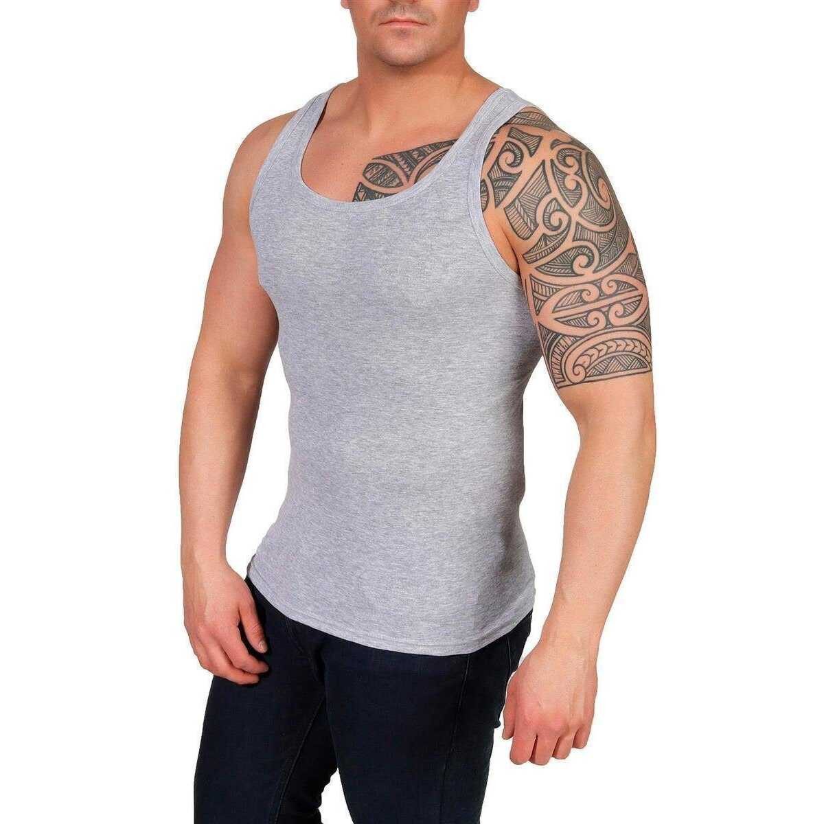 EloModa Unterhemd 2 Stück Herren Unterhemd Männer Unterwäsche Baumwolle, Grau/XXL (2-St) 100% Baumwolle, Nahtlos, Komfortabel – Bild 4 von 4