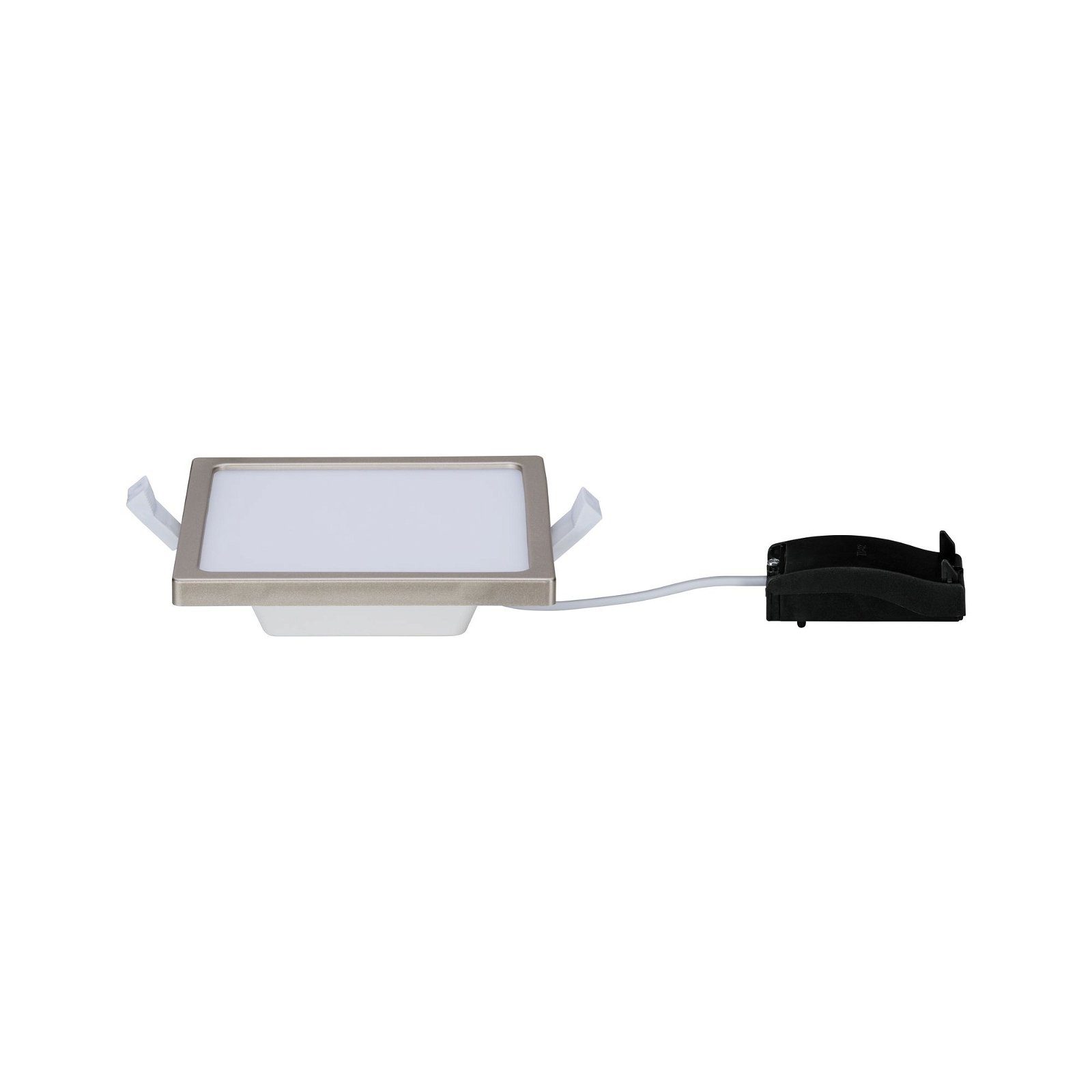 Paulmann LED Einbauleuchte Areo IP44 eckig 120x120mm 6,5W 418lm 3000K Nickel matt dimmbar, LED fest integriert, Warmweiß, Einbaupanel