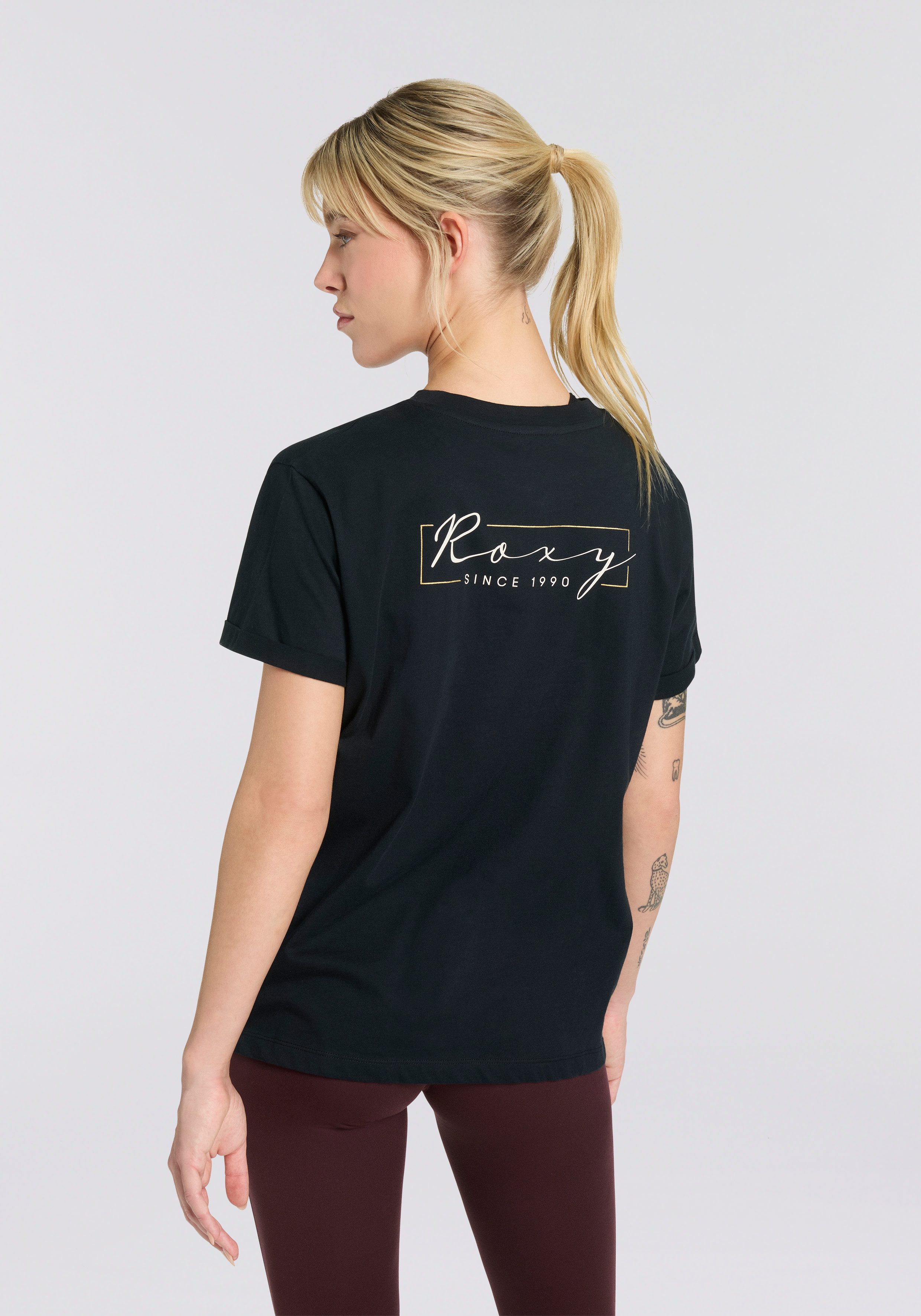Roxy T-Shirt SPARKLE EVENING SCRIPT COOL (Packung, 2-tlg) für Erwachsene, sportlicher Stil, Kurzarmdesign