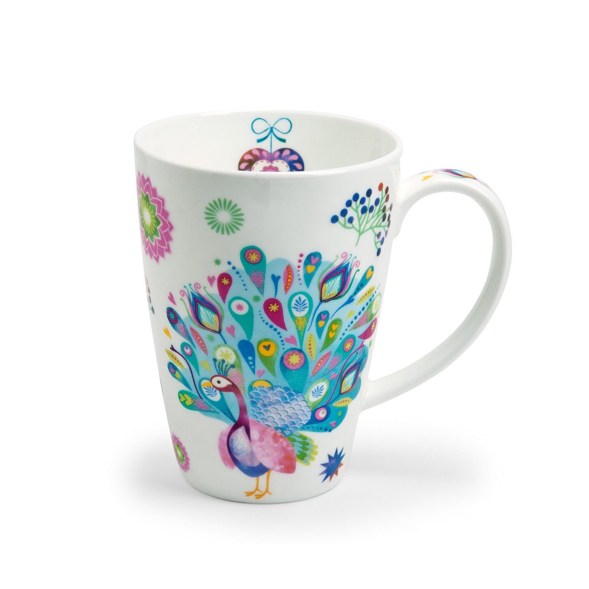 TeaLogic Tasse Paula, Porzellan, Spülmaschinengeeignet, Weiß, Motiv: Pfau, Höhe: 13.5cm