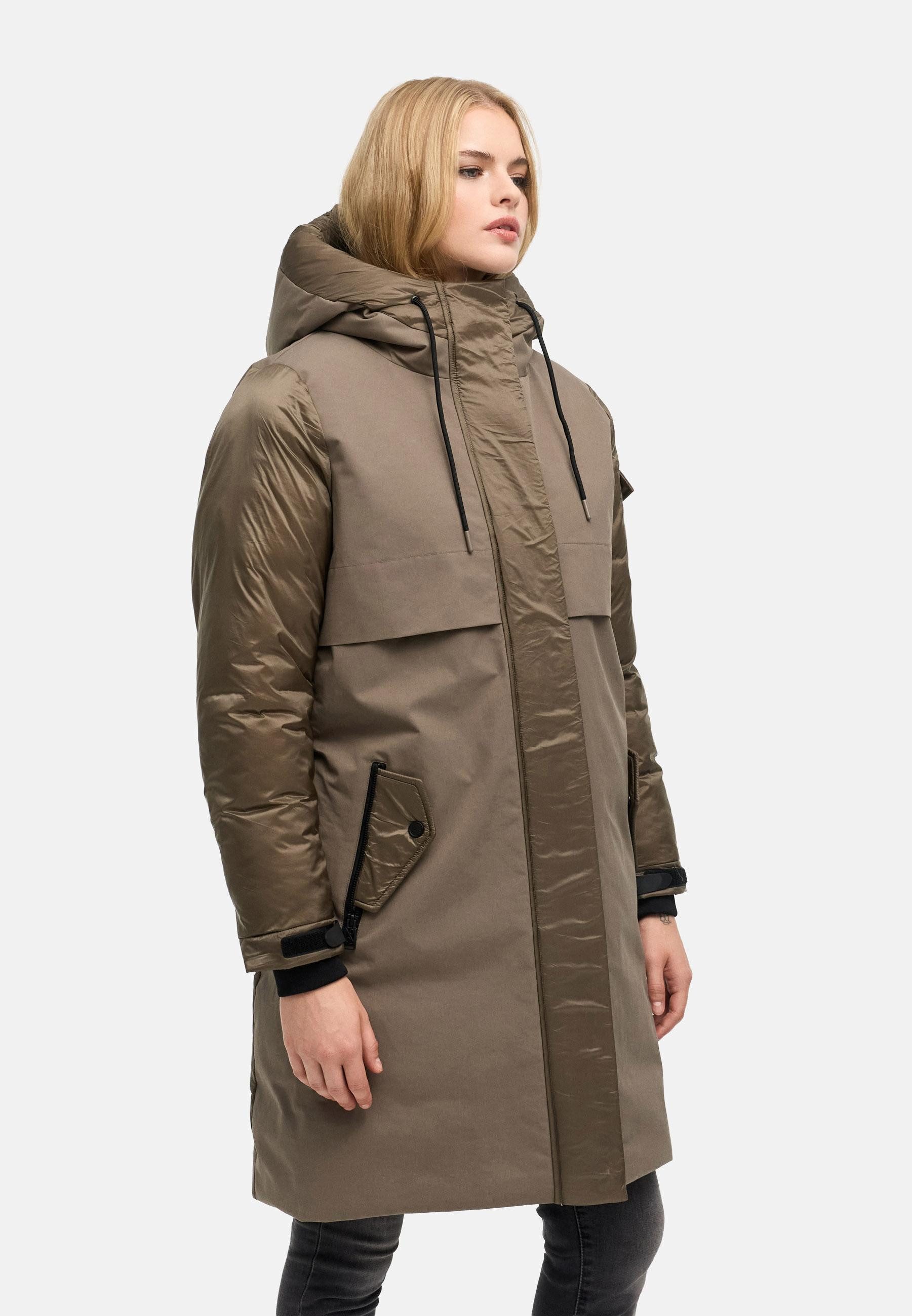 Navahoo Funktionsmantel Peakstorm 14 Modischer Damen Wintermantel aus Materialmix – Bild 3 von 5