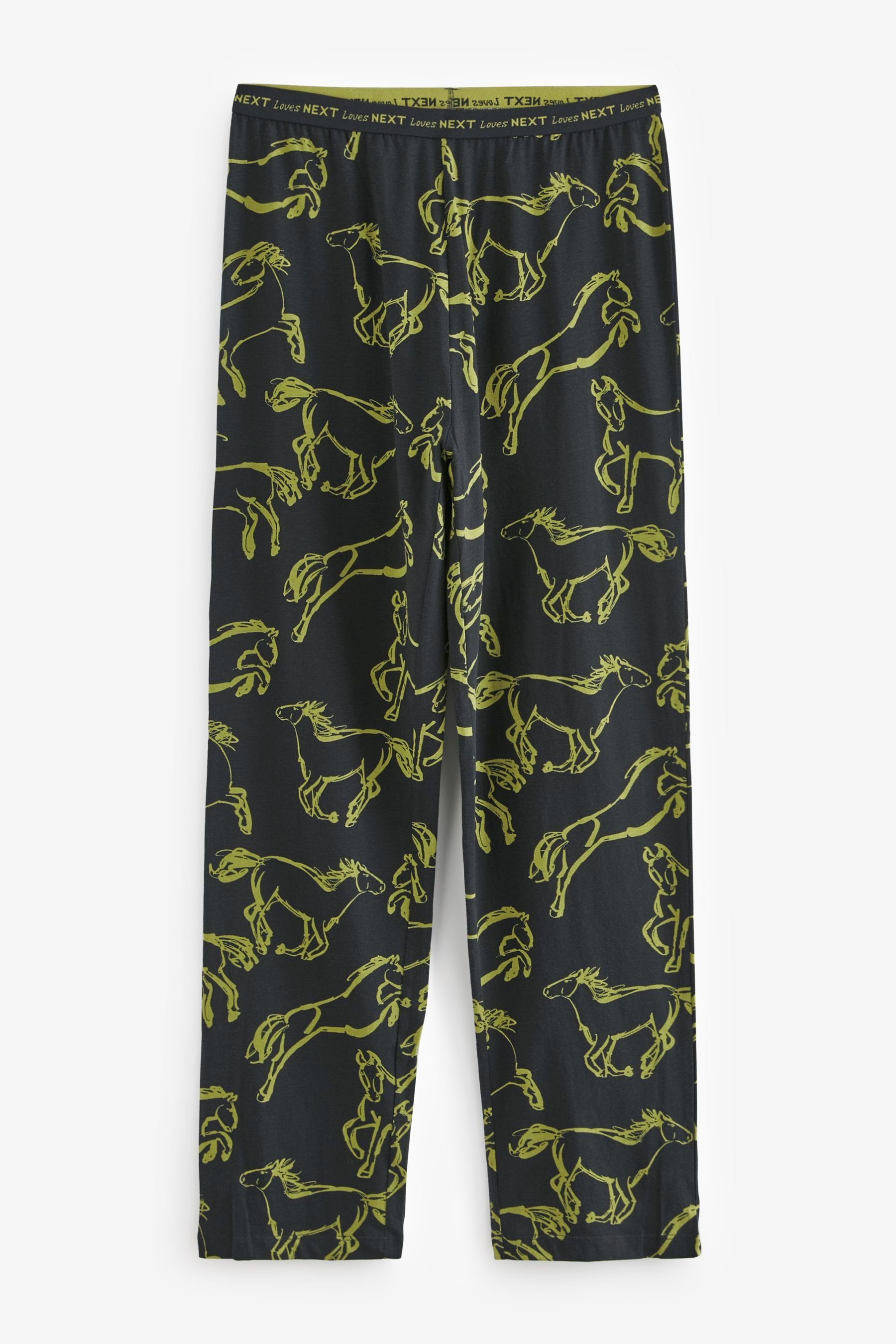 tlg) (2 Grey Charcoal Horse Kurzärmeliger Pyjama Next Baumwoll-Pyjama