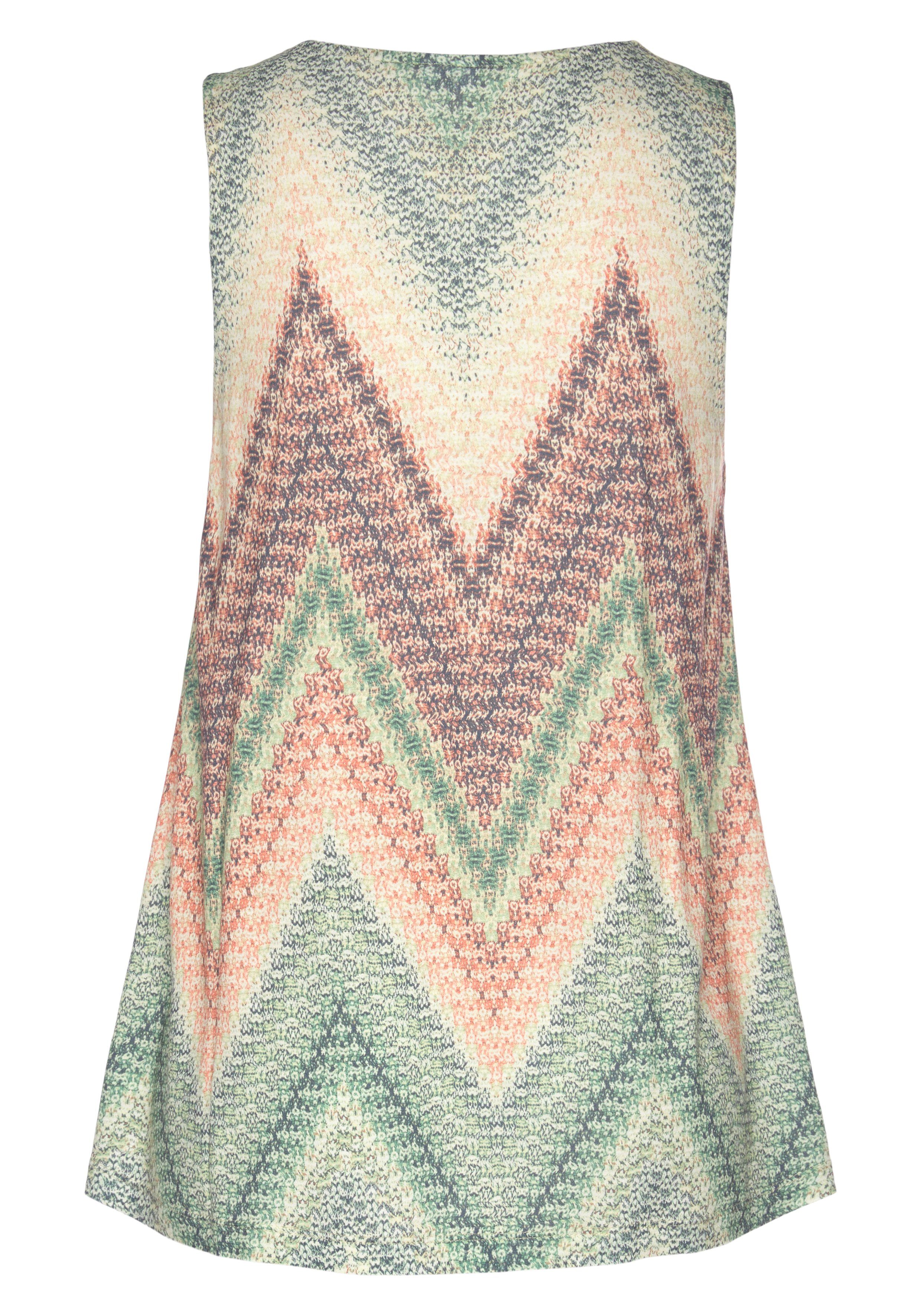 LASCANA Tanktop mit Alloverprint und V-Ausschnitt, sommerliches Blusentop