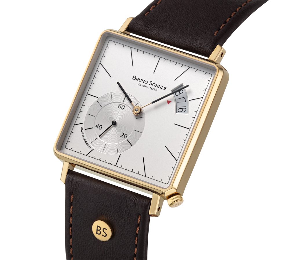 BRUNO SÖHNLE Quarzuhr Herrenuhr Glashütte Bruno Söhnle Rondo III Edelstahl goldplattiert