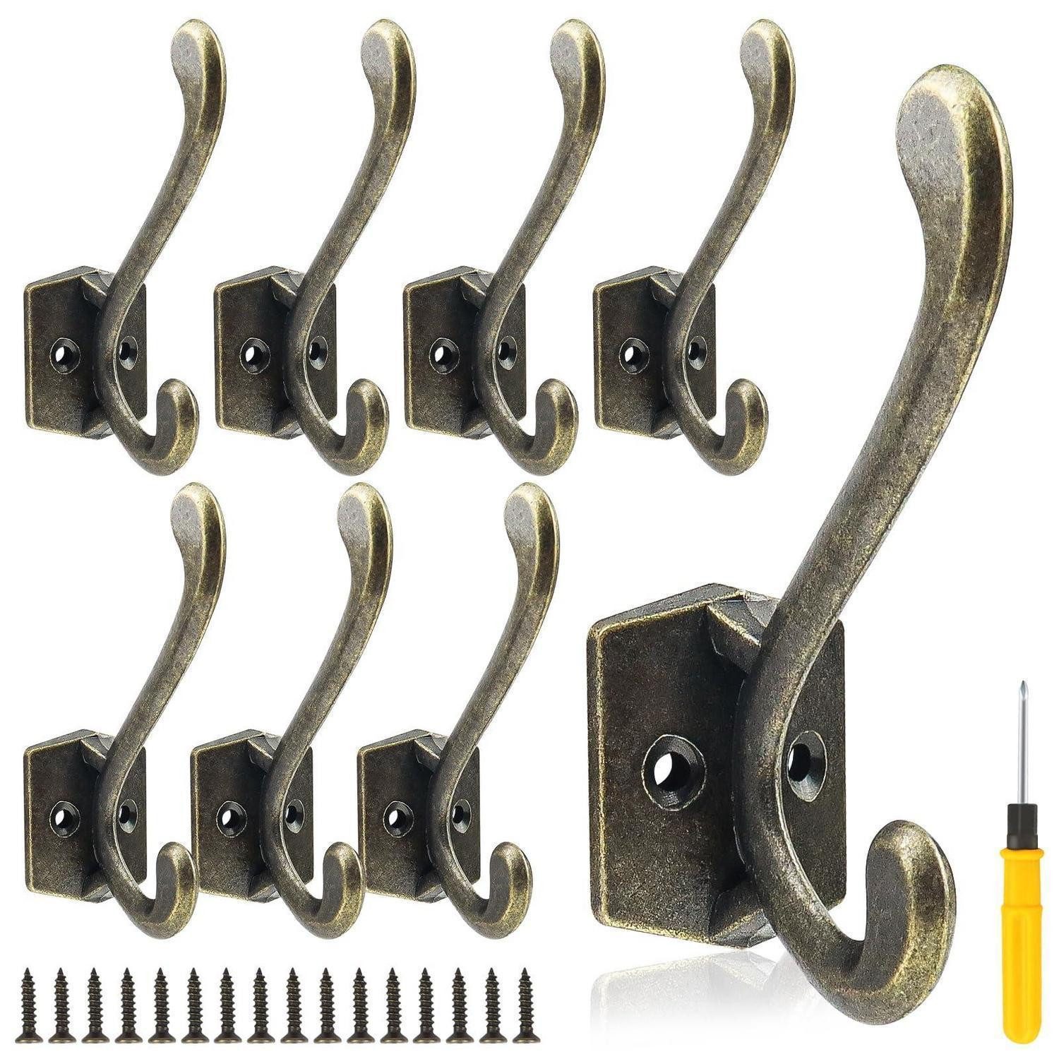 LuxusKollektion Kleiderhaken 8x Kleiderhaken Wand Vintage Bronze, (8-St)