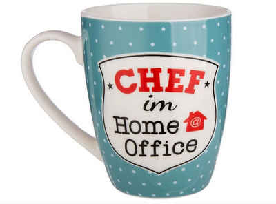 GILDE Tasse Kaffeetasse Chef im Homeoffice, Kaffe / Tee Becher ca. 360ml, Porzellan, Porzellan / Idela als Geschenk