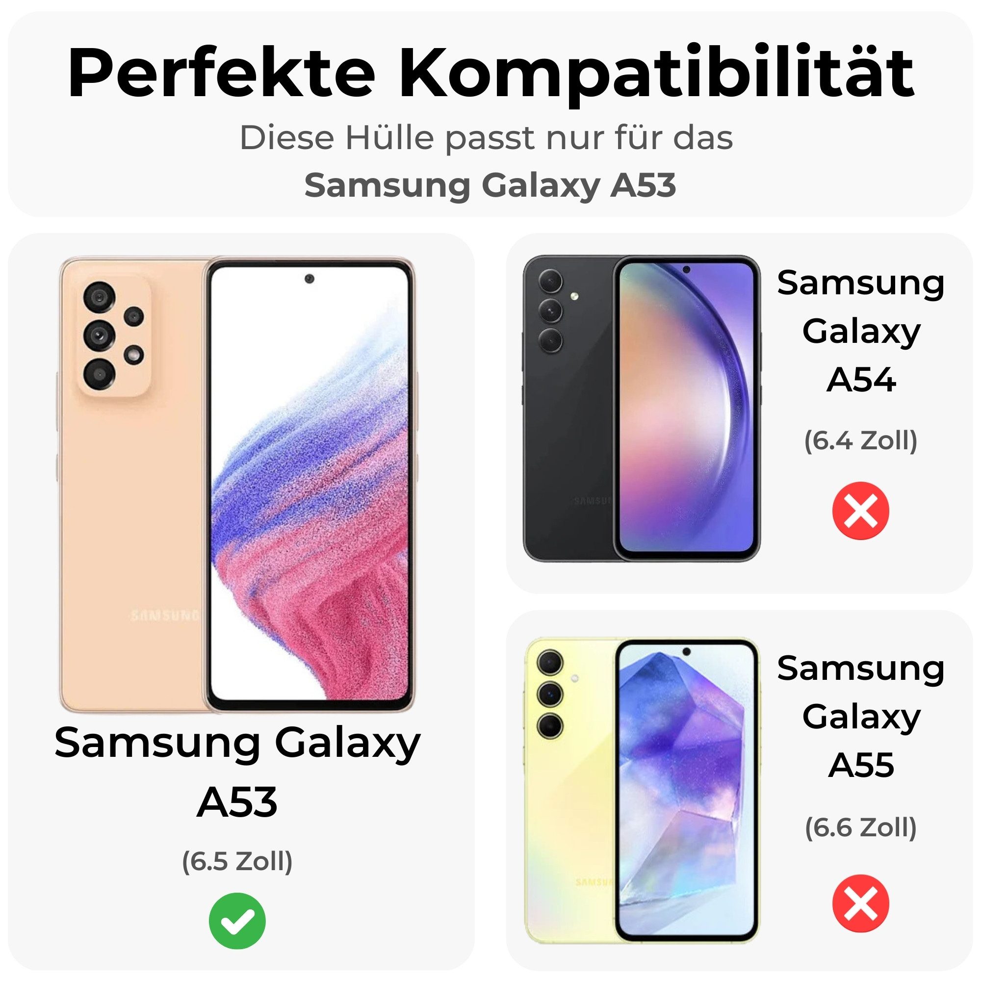 betterfon Handyhülle für Samsung Galaxy A53 5G TPU Case mit 360° Rundumschutz Displayschutz, 360 Grad Hülle mit Displayschutz und Fingerprint