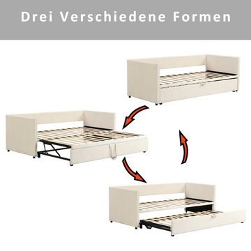 HAUSS SPLOE Bett Tagesbett Polsterbett Kinderbett Schlafsofa Ausziehbares Schlafsofa (mit Lattenrosten, aus hautfreundlichem Samtstoff), Ohne Matratze