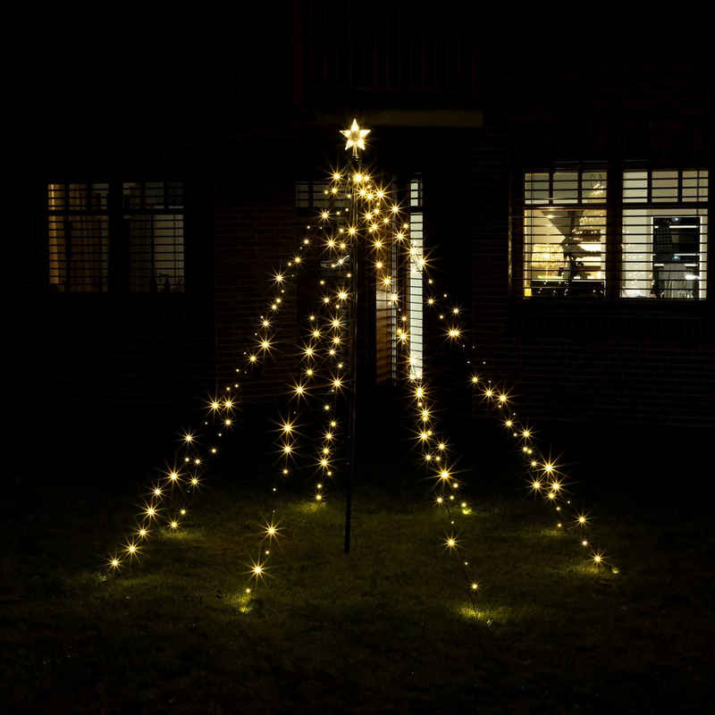 Spetebo Weihnachtspyramide LED Lichterpyramide mit Timer - 200 LED / 150 cm, Dekorativer Metall Weihnachtsbaum 150 cm