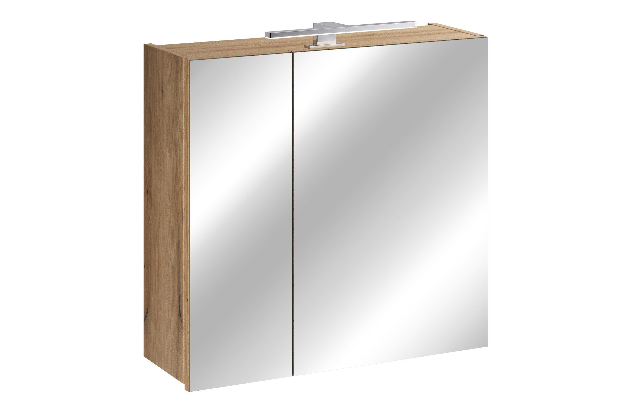 Lomadox Spiegelschrank NEWPORT-56-EVOKE 60 cm breit in Eiche, inkl. LED-Aufsatzleuchte