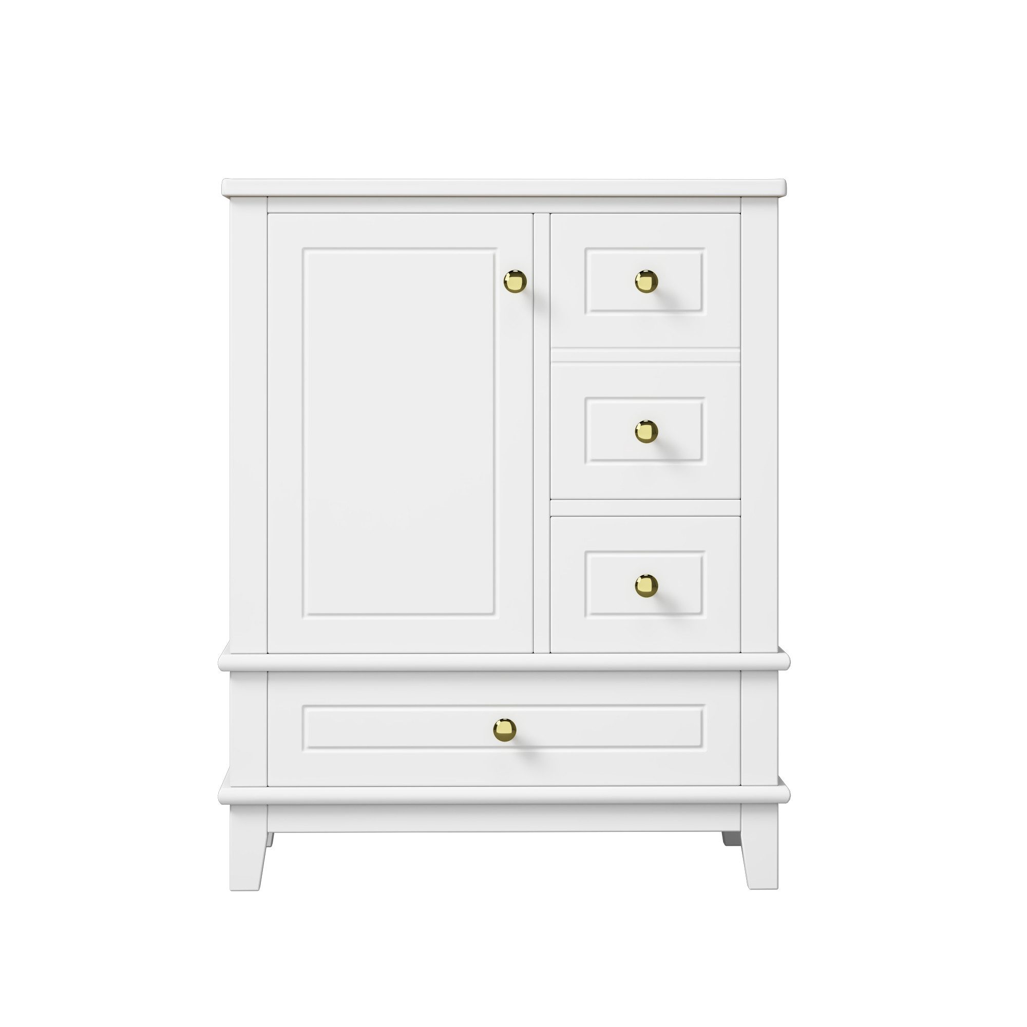 Flieks Waschtisch mit 3 Schubladen und Türregal, Waschbeckenunterschrank mit Waschbecken (B61/T47/H86 cm, 1-St., bodenstehend), Badezimmerschrank mit Keramikbec – Bild 4 von 5