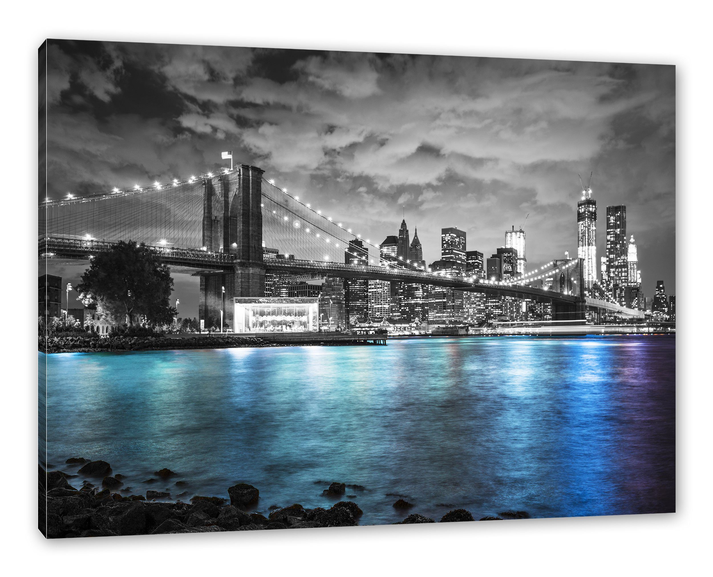 Pixxprint Leinwandbild New York Skyline, New York Skyline (1 St), Leinwandbild fertig bespannt, inkl. Zackenaufhänger | Leinwandbilder