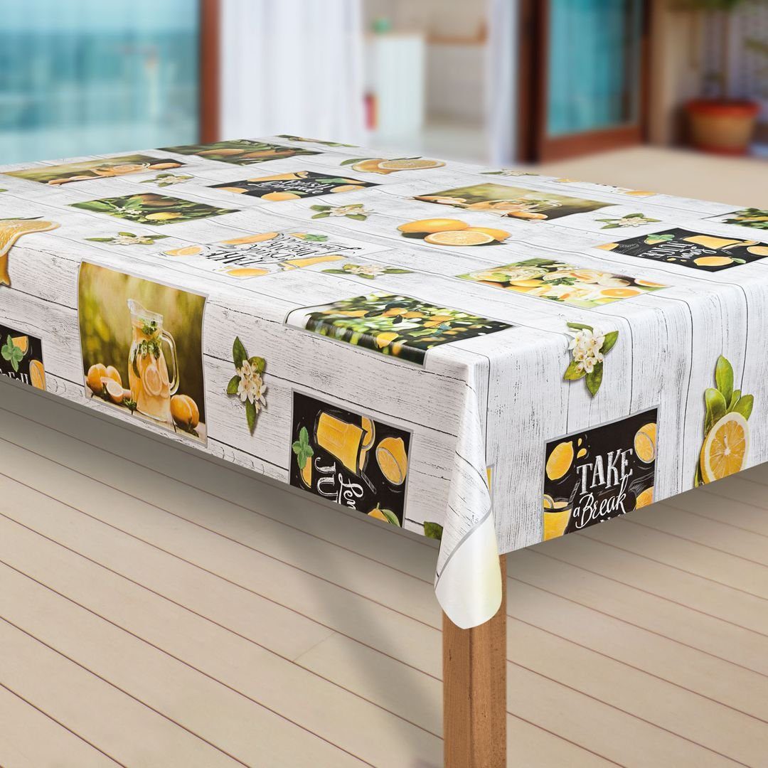 laro Tischdecke Wachstuch-Tischdecken Abwaschbar Zitrone Zitronenbaum gelb günstig online kaufen