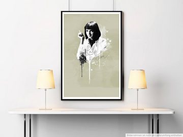 Sinus Art Leinwandbild Pulp Fiction Mia Wallace 90x60cm Paul Sinus Art Splash Art Wandbild als Poster ohne Rahmen gerollt