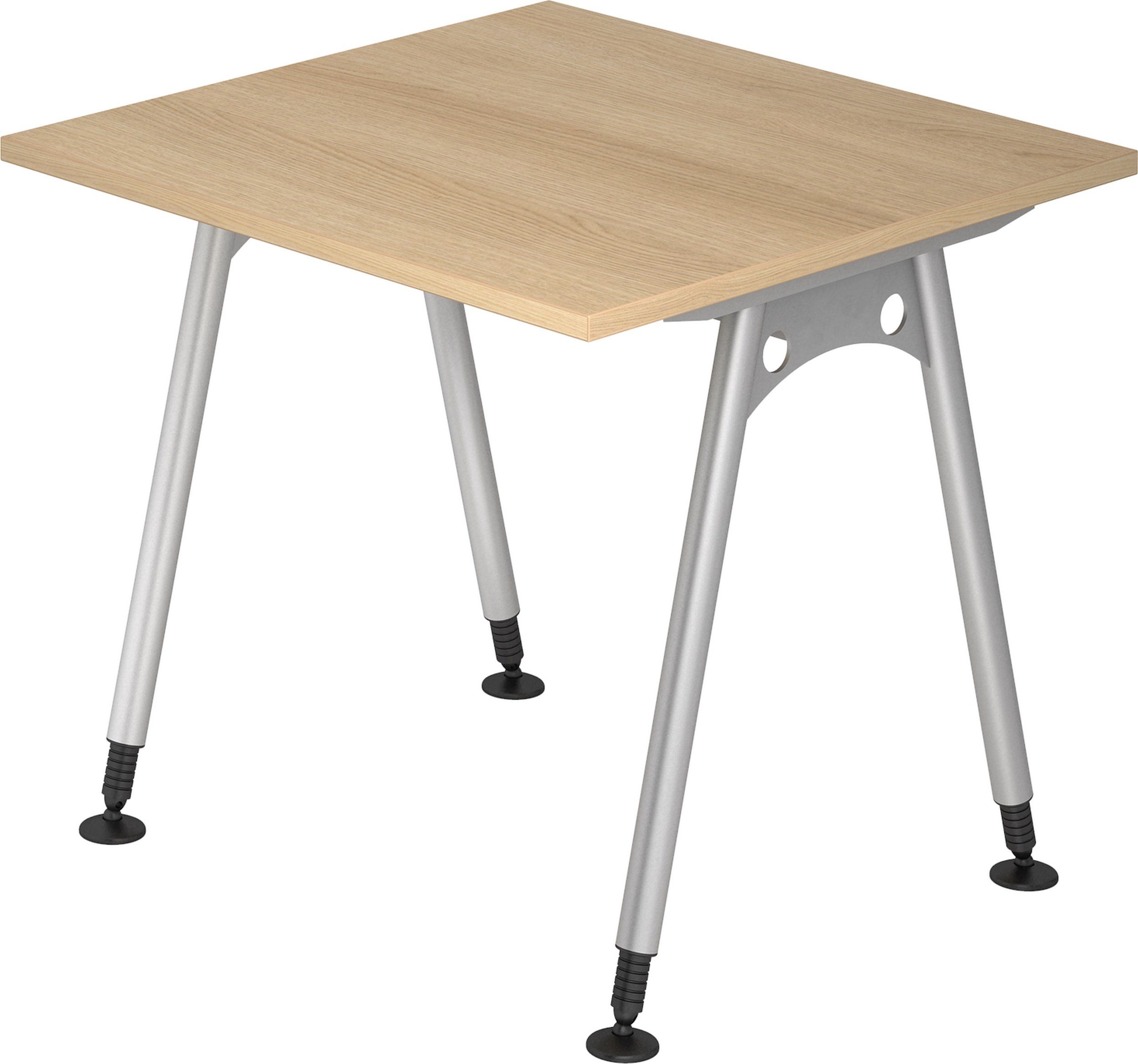 bümö Schreibtisch Schreibtisch Serie-A, Quadrat: - 80 cm 80 Eiche x Dekor