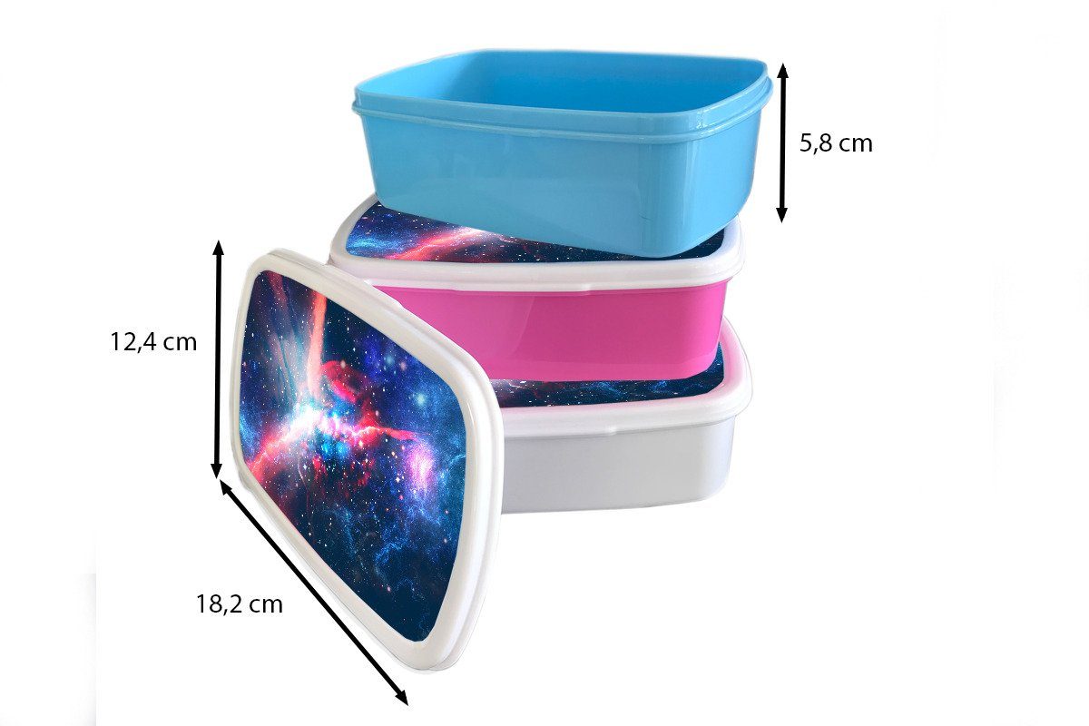 MuchoWow Lunchbox Raum - Kunststoff, Mädchen, rosa Blau, Brotdose Snackbox, Erwachsene, (2-tlg), Kinder, - Licht Brotbox für Kunststoff