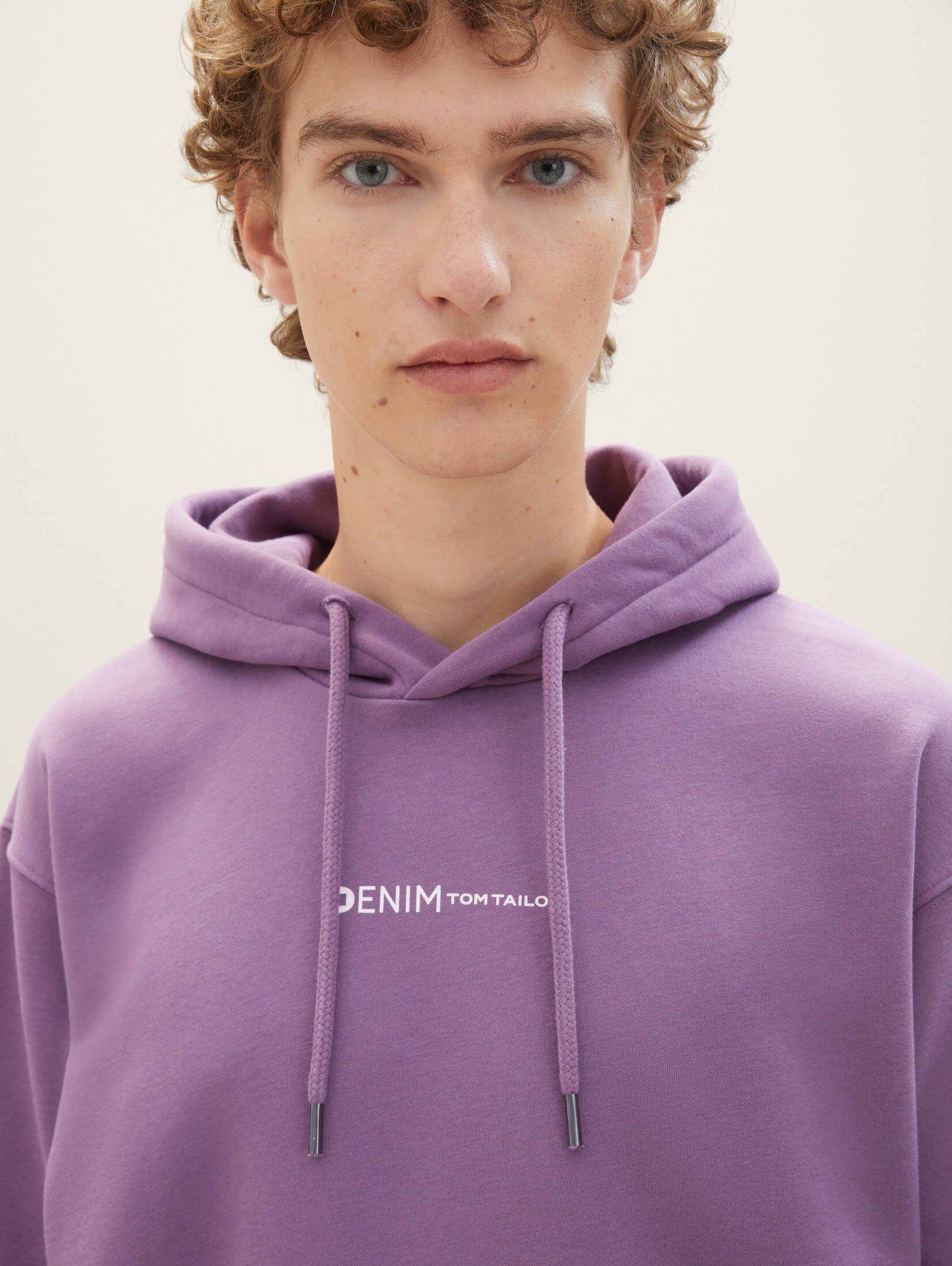 dusty Hoodie Hoodie TAILOR TOM grape Bio-Baumwolle mit Denim