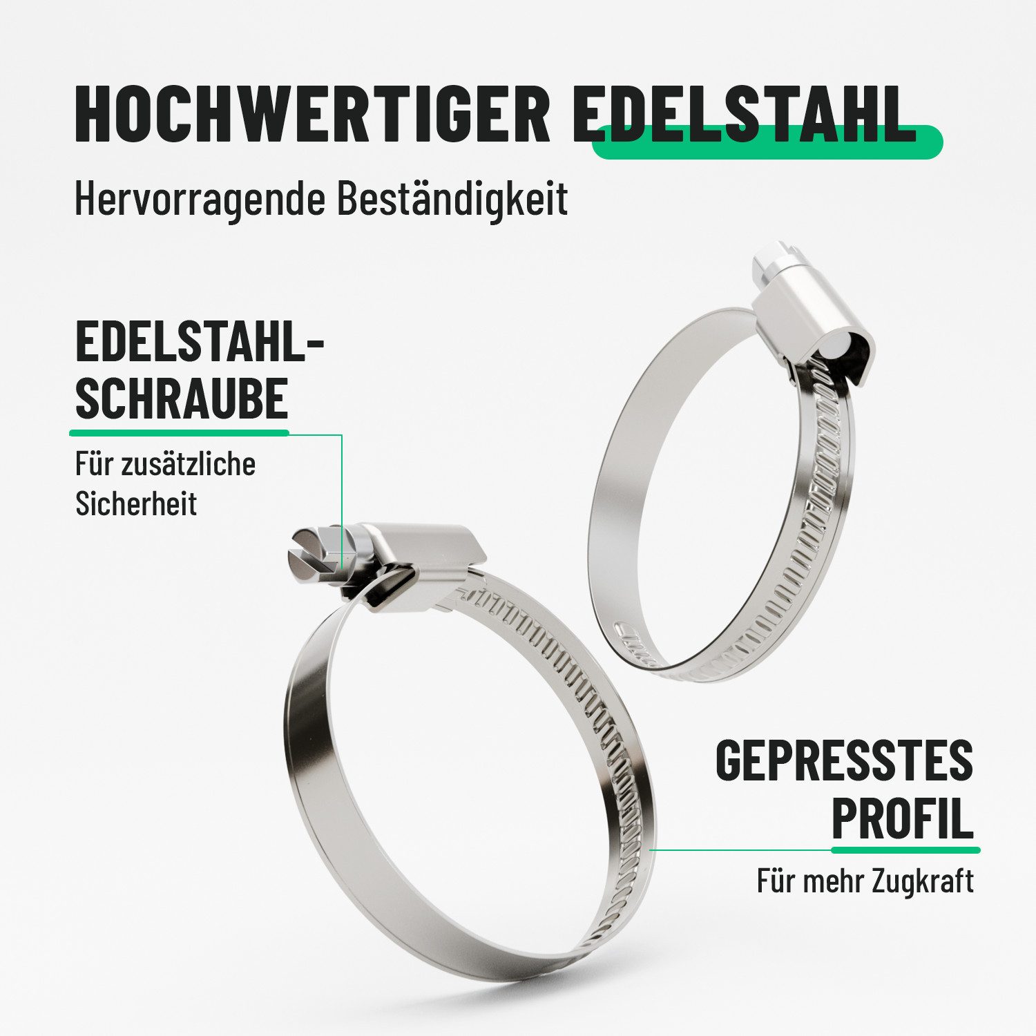 greate. Schlauchschelle 10x Schlauchschellen Edelstahl 32-50 mm - Einstellbare Schlauchschelle, (10-St)