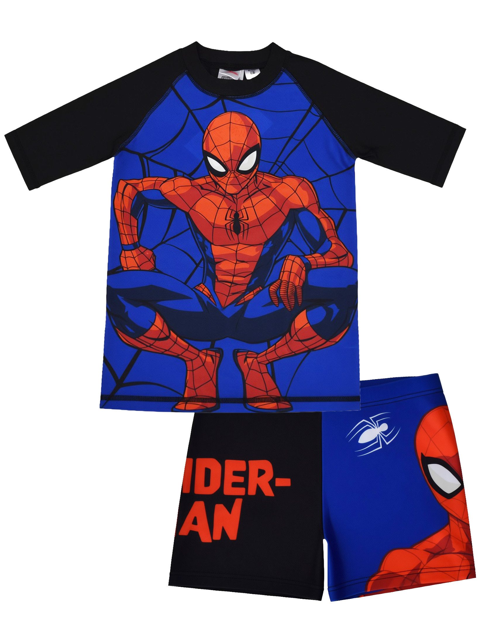 United Labels® Badeanzug Marvel Spiderman Schwimmset UV-Schutz 30 Badeanzug kurzarm Shirt Hose