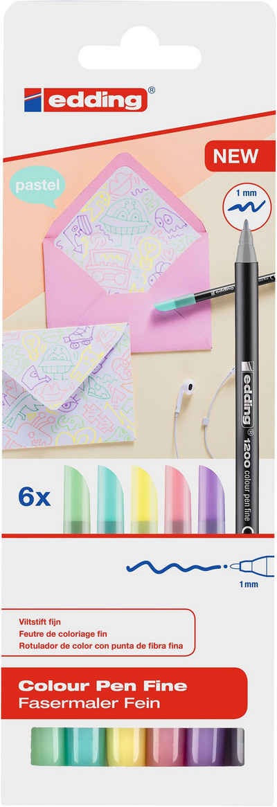 EDDING Faserstift »1200 Colour Pen Fine Pastell«, 6er-Set