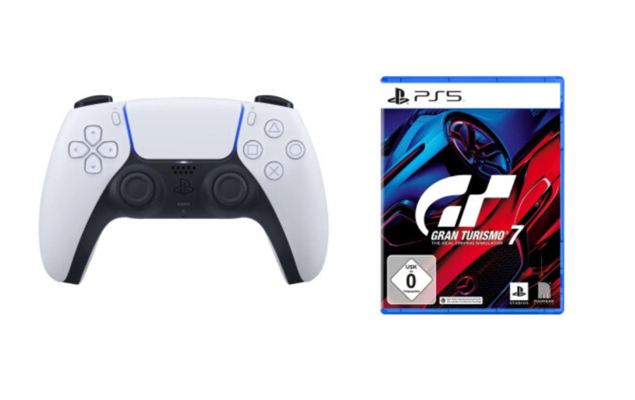Playstation PS5 Controller Weiß inkl. Gran Turismo 7 PS5 DualSense Wireless-Controller (Spiele-Set, inkl. Gran Turismo 7)
