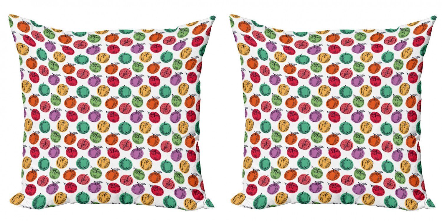 Apple-Silhouetten Obst (2 Accent Doppelseitiger Modern Kissenbezüge Abakuhaus Bunte Stück), Digitaldruck,