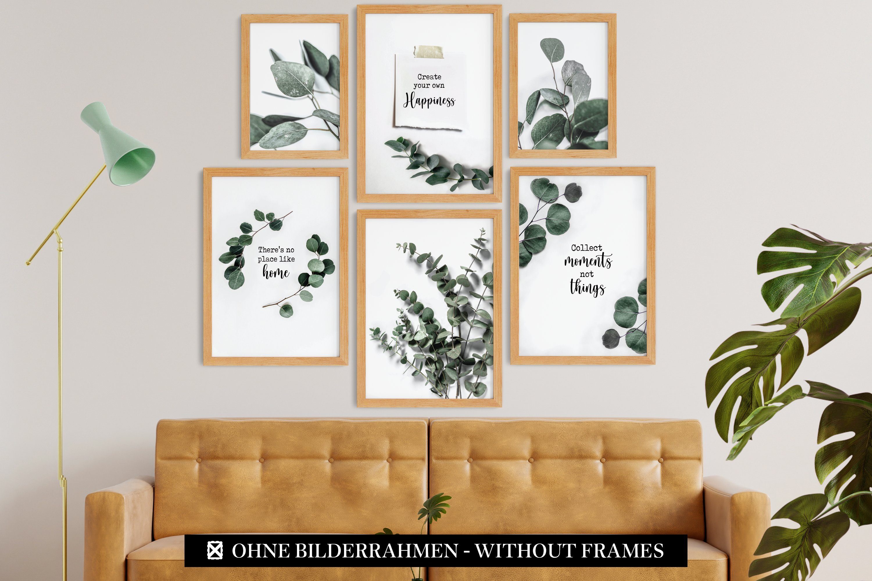Deko, Eukalyptus & als Bilder-Collage Pflanzen Monstera Poster-Set Pflanzen » Monstera & Wohnzimmer Eukalyptus « CreativeRobin