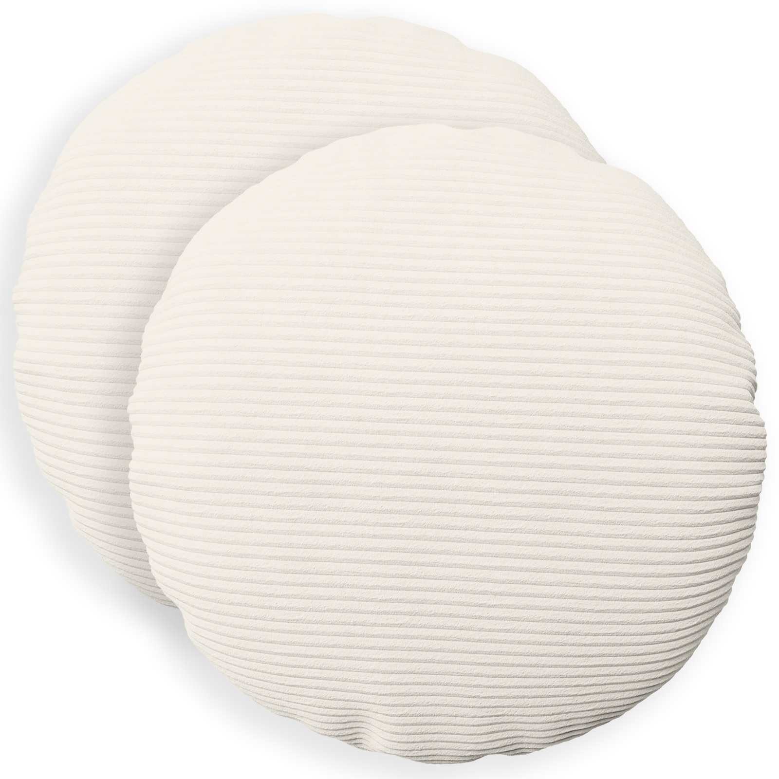 vidaXL Kissenbezug Kissenbezug 2 pcs HEERLEN Creme Ø 40 cm Cord, (2 Stück)