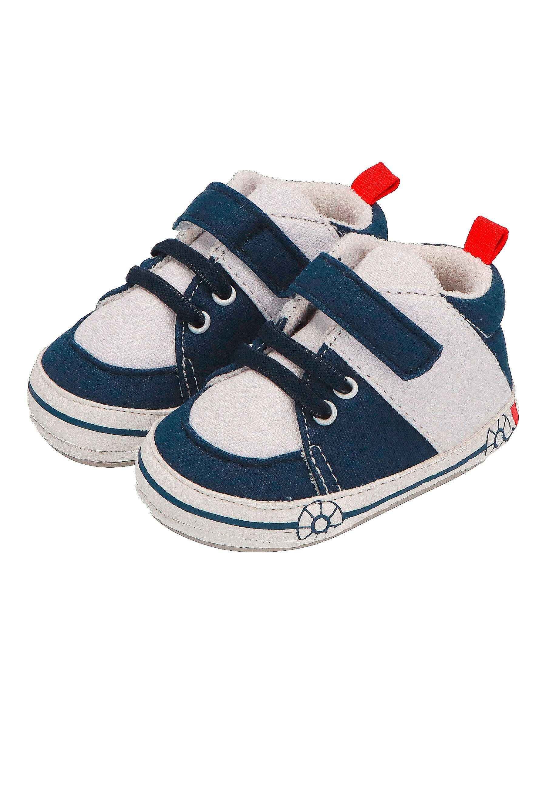 Baby-Schuh Baby - Schnürsenkeln Klettverschluss Sohle mit Schuhe mit in - Krabbelschuh Flexible Baby-Schuh rutschfester Sterntaler® Krabbelschuhe aufgenähter (1-tlg) elastischen Marine und