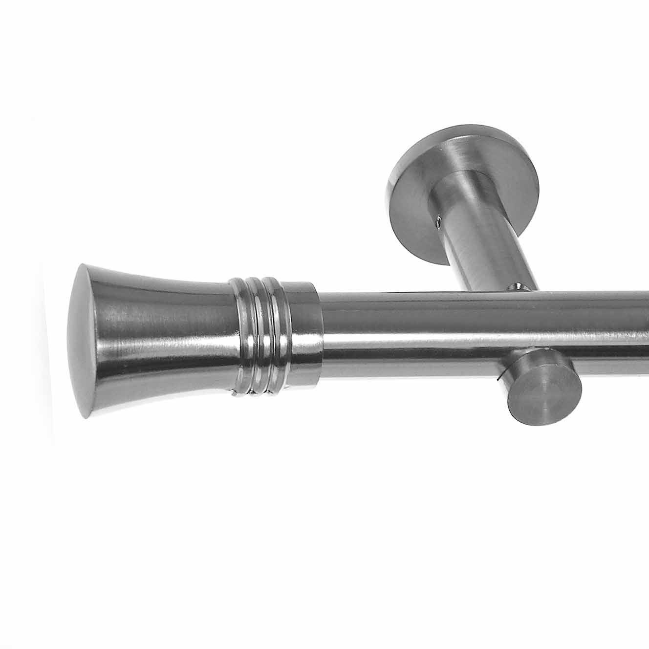 BASIT Gardinenstange Edelstahloptik 20mm mit Wandträgern 120 cm E86, Ø 20 mm, 1-läufig, verschraubt, Metall, H31 120 cm E86 Knauf