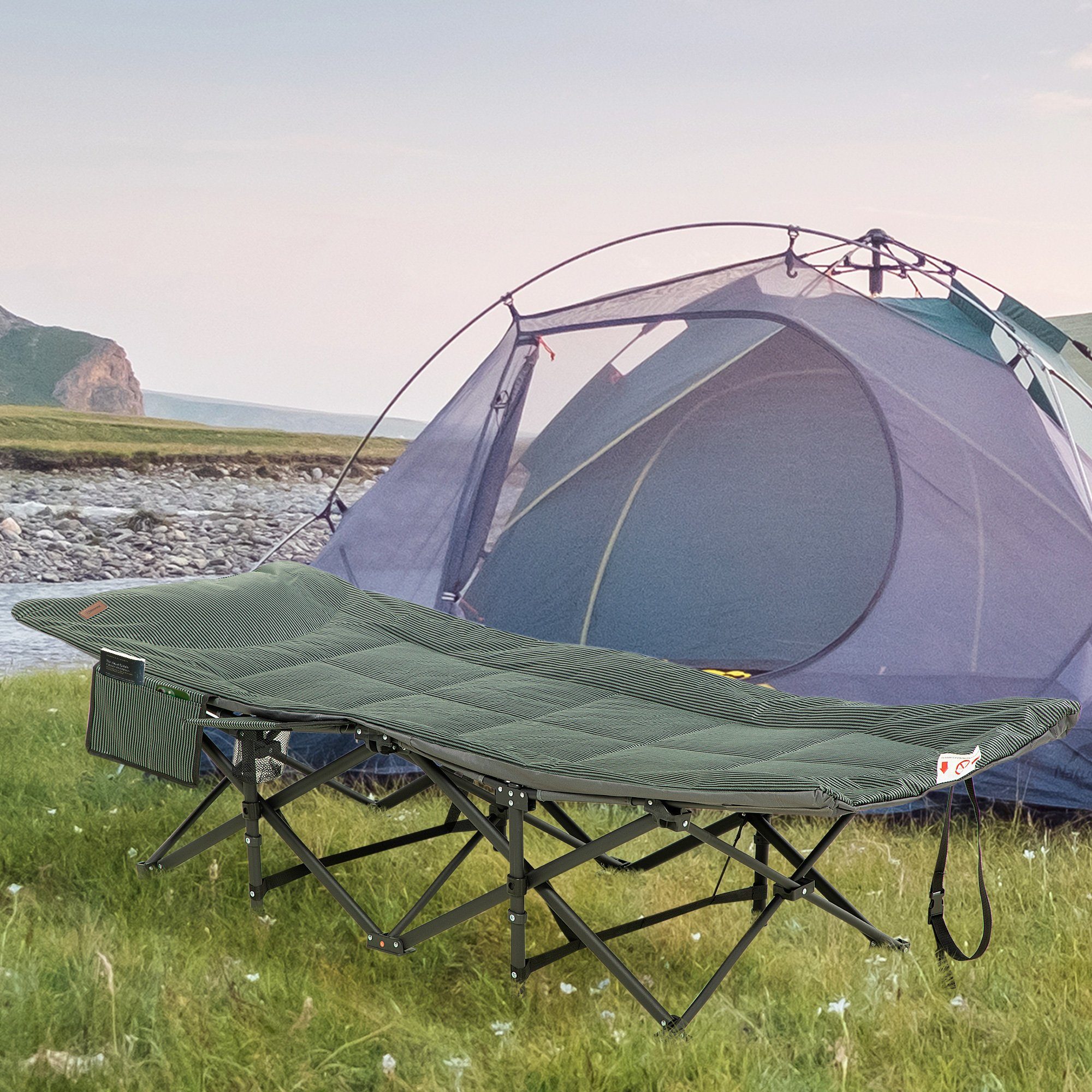 Outsunny Feldbett Campingbett mit Tasche, Becherhalter günstig online kaufen