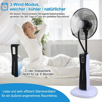 Clanmacy Standventilator Ventilator 75W Standlüfter leise Fan Bodenventilator Einstellung