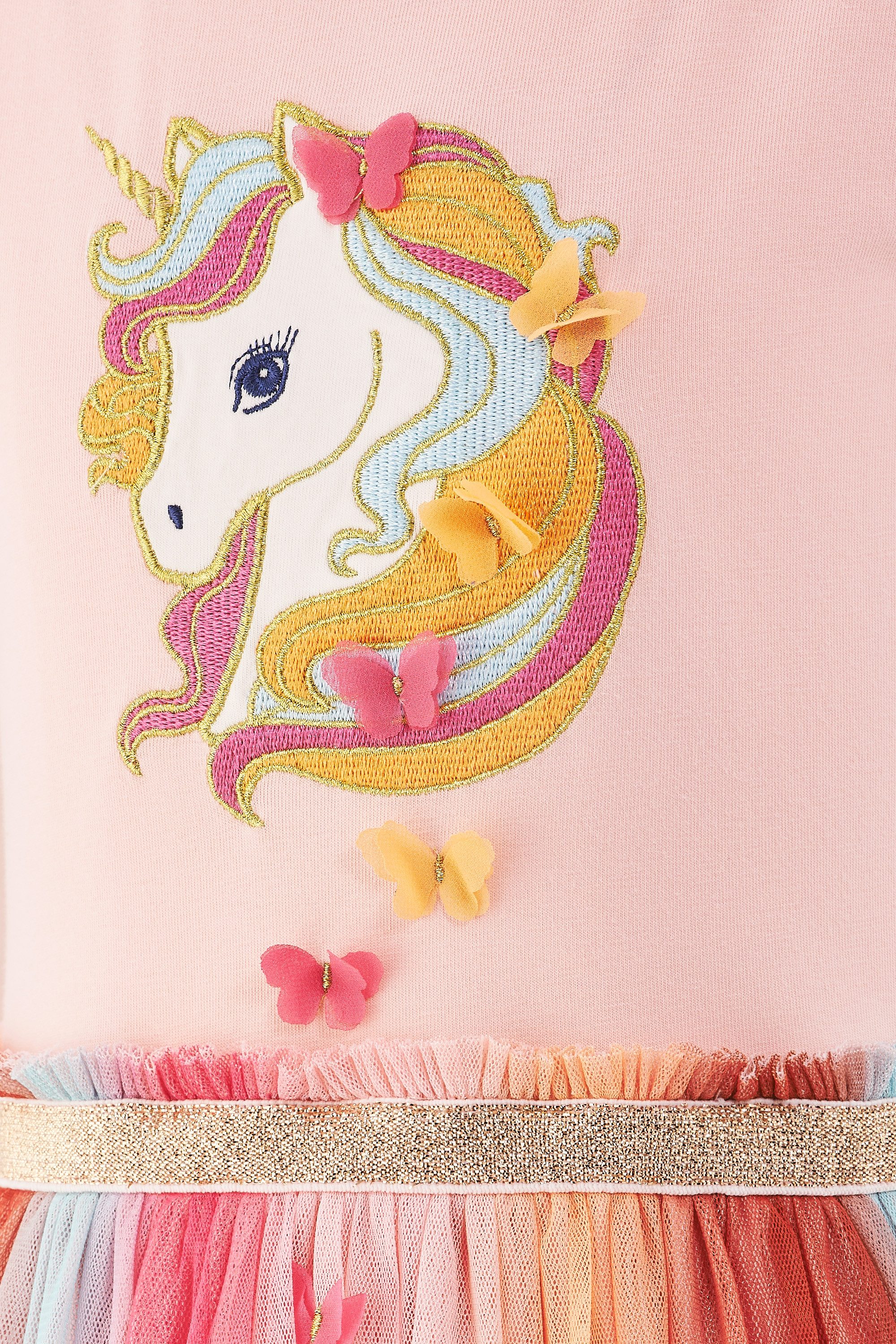 happy girls Jerseykleid mit Tüllrock und süßer Einhornstickerei
