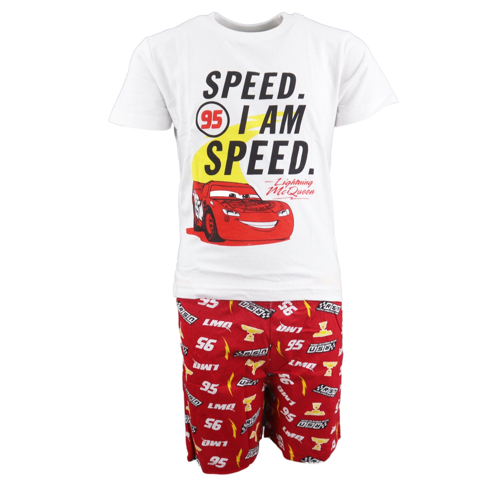 Cars Schlafanzug Disney Cars Lightning McQueen Jungen Kinder Pyjama Gr. 98 bis 128, 100% Baumwolle Rot