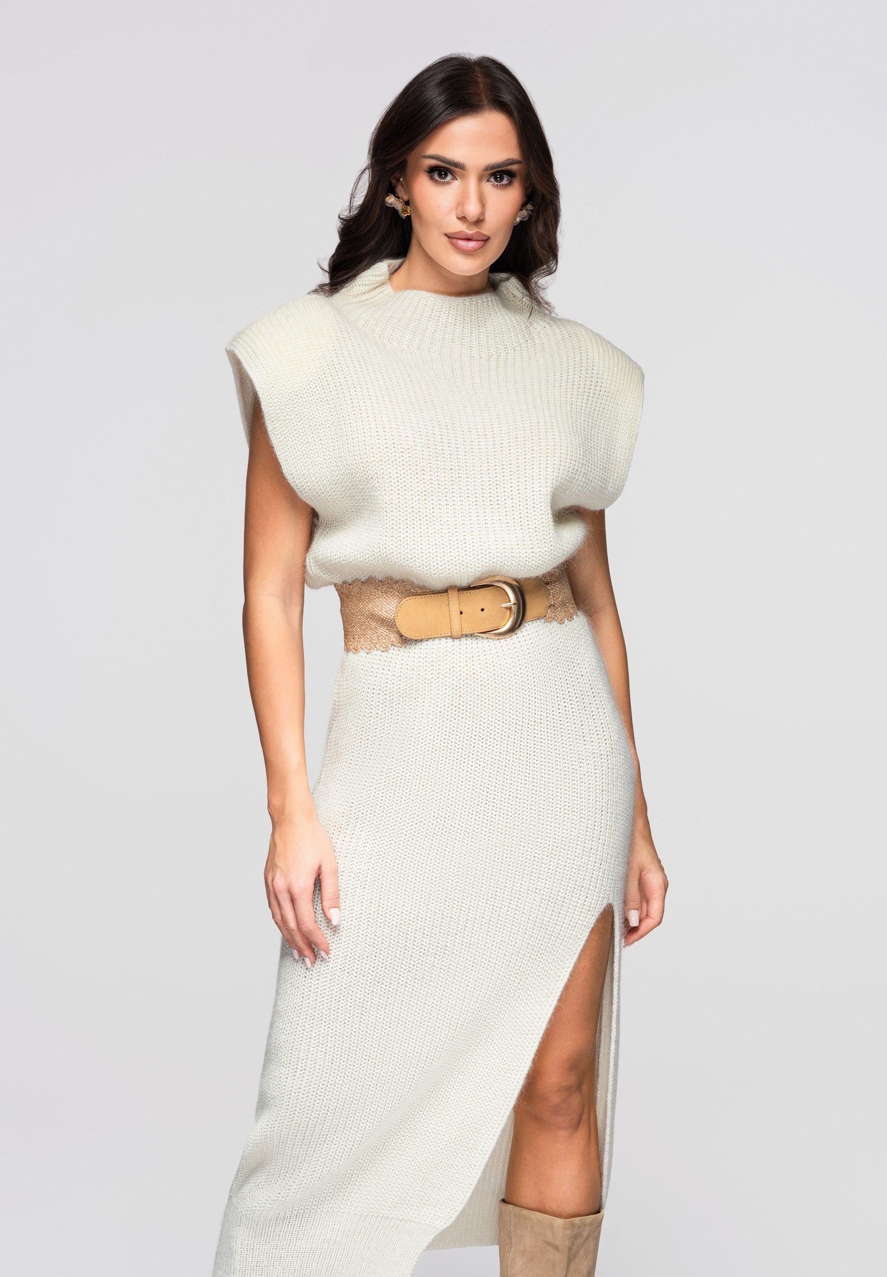 OMBRE Strickkleid Strickkleid mit Schlitz
