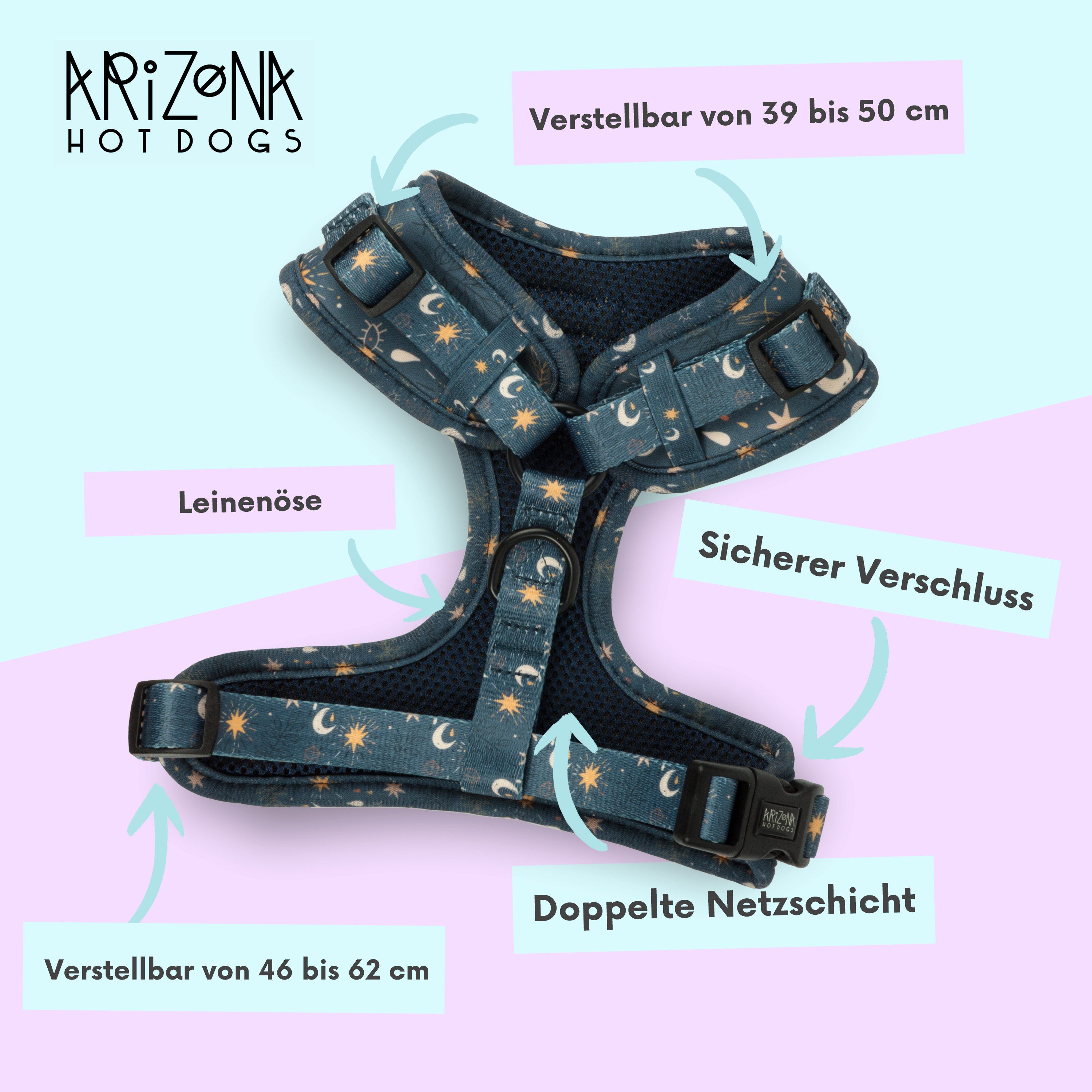 ARIZONA HOT DOGS Hunde-Geschirr Hundegeschirr Moonlight kleine mittel Hunde günstig online kaufen