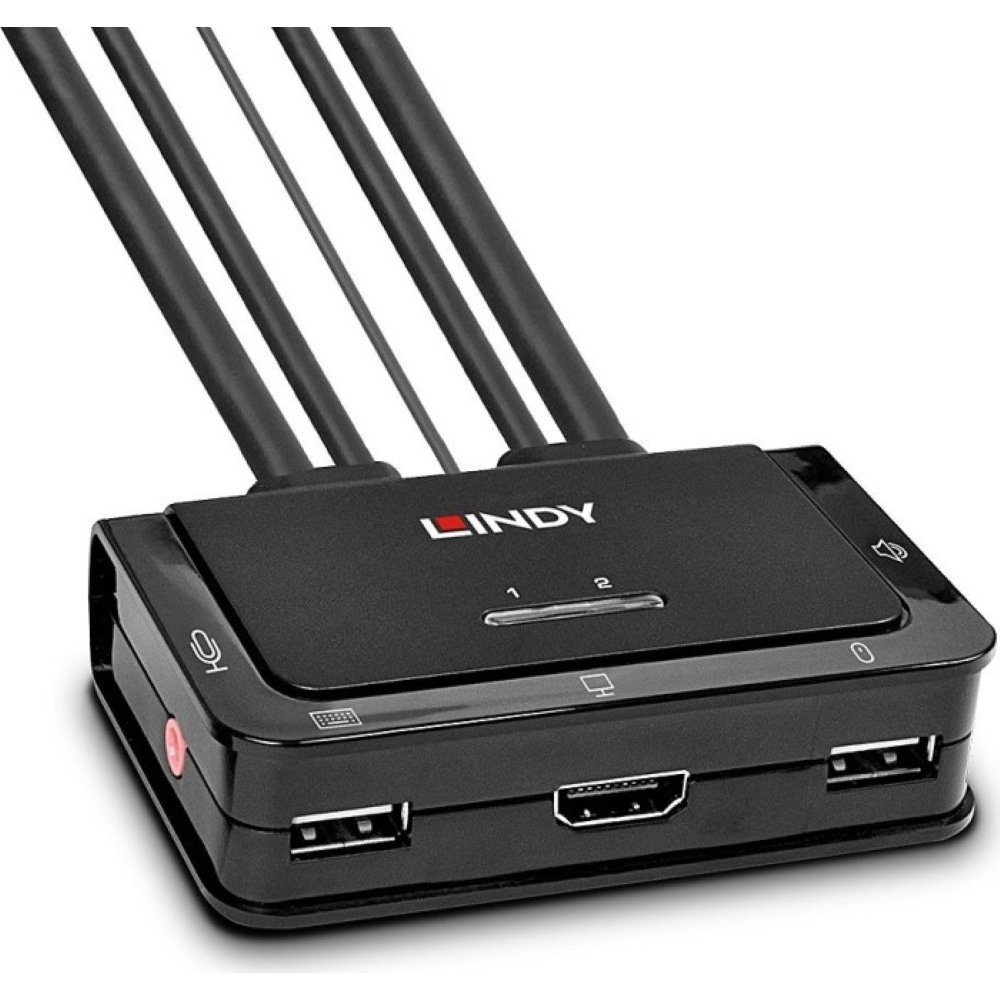 Lindy 2 Port Kabel HDMI 18G USB 2.0 & Audio - KVM Switch - schwarz Computer-Adapter