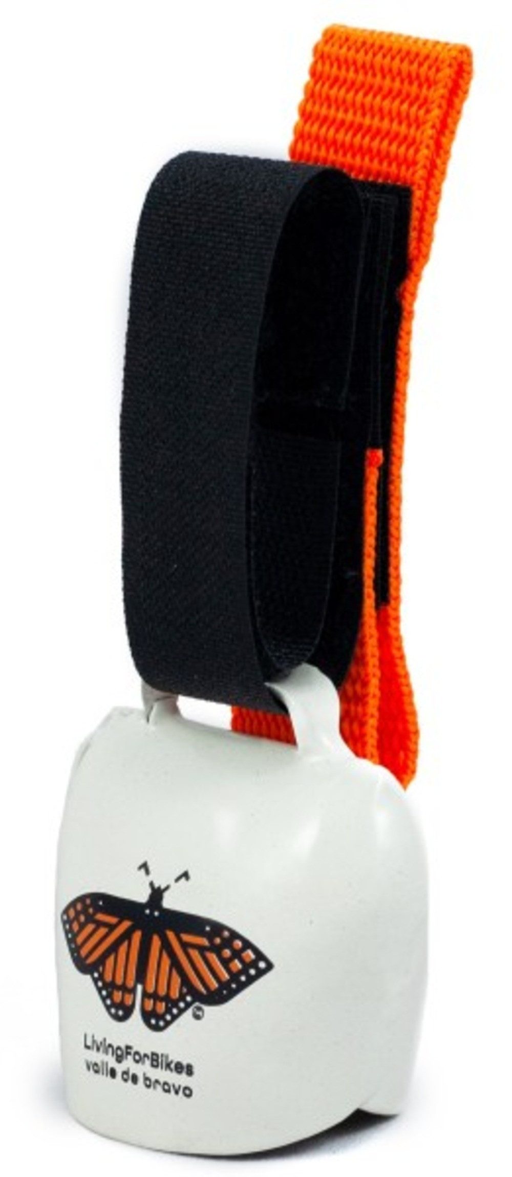 swisstrailbell Fahrradklingel "Mexico Edition" White Bell: Orange Mariposa, orangenes Band