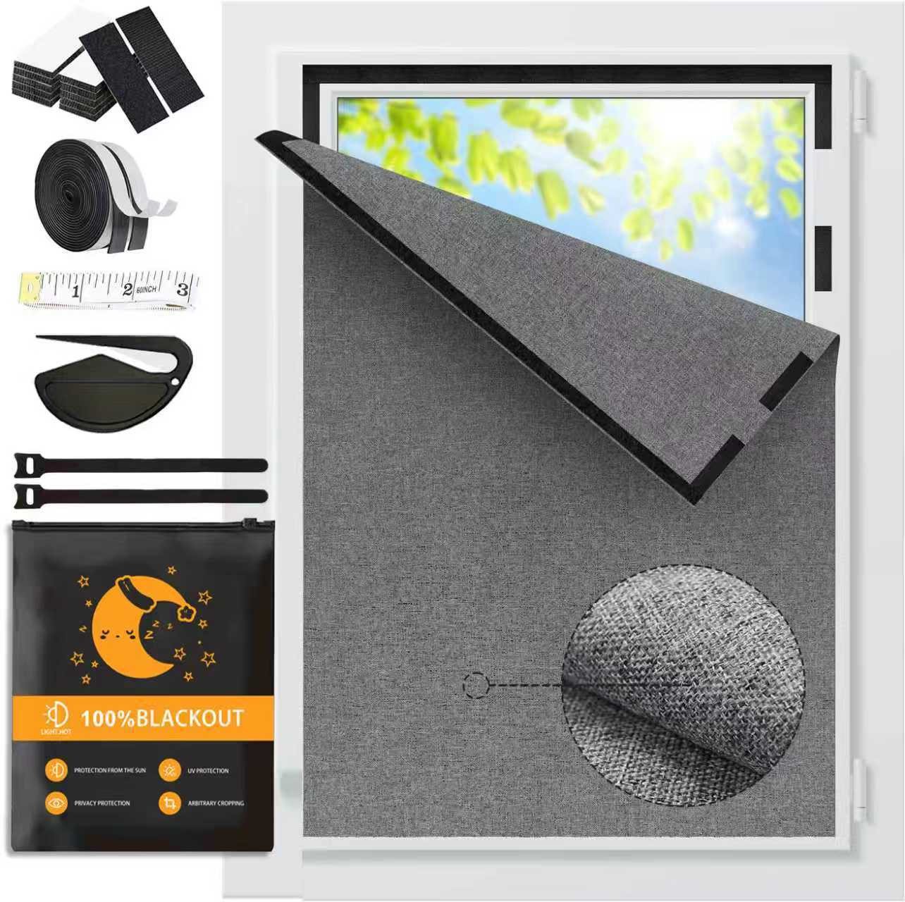 Verdunklungsrollo Fenster Verdunkelung Dachfenster Leinenoptik Material-Upgrade, Agger, für Faltenfreie Verdunklungsrollo ohne Bohren Verdunklungsstoff – Bild 2 von 5