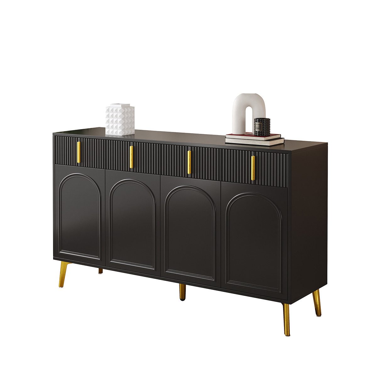 Sideboard Sideboard mit goldenen Griffen und Beinen 4 Schubladen