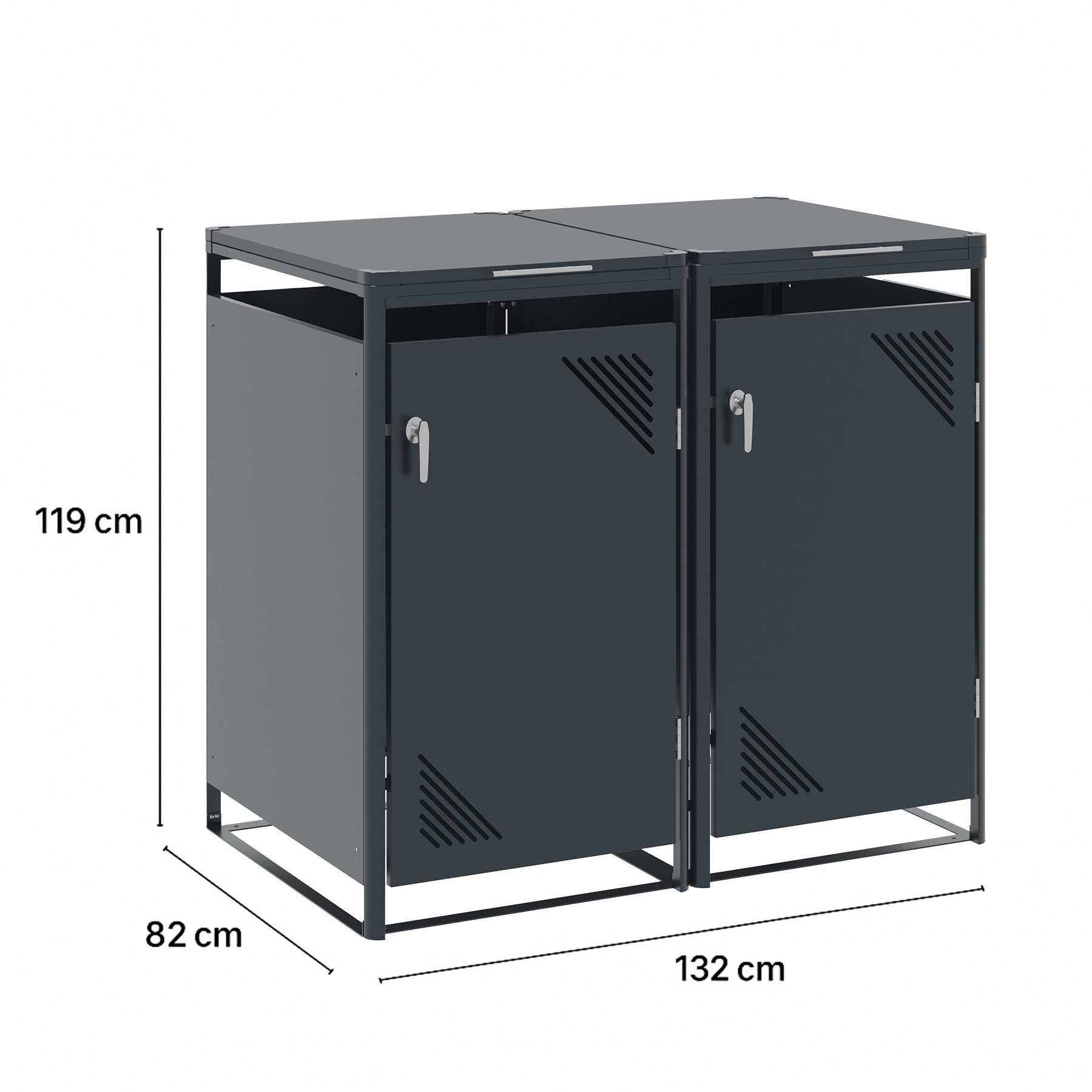 Endorphin Mülltonnenbox Mülltonnenbox 2er, 240 l, anthrazit, verzinkter - pulverbeschichteter