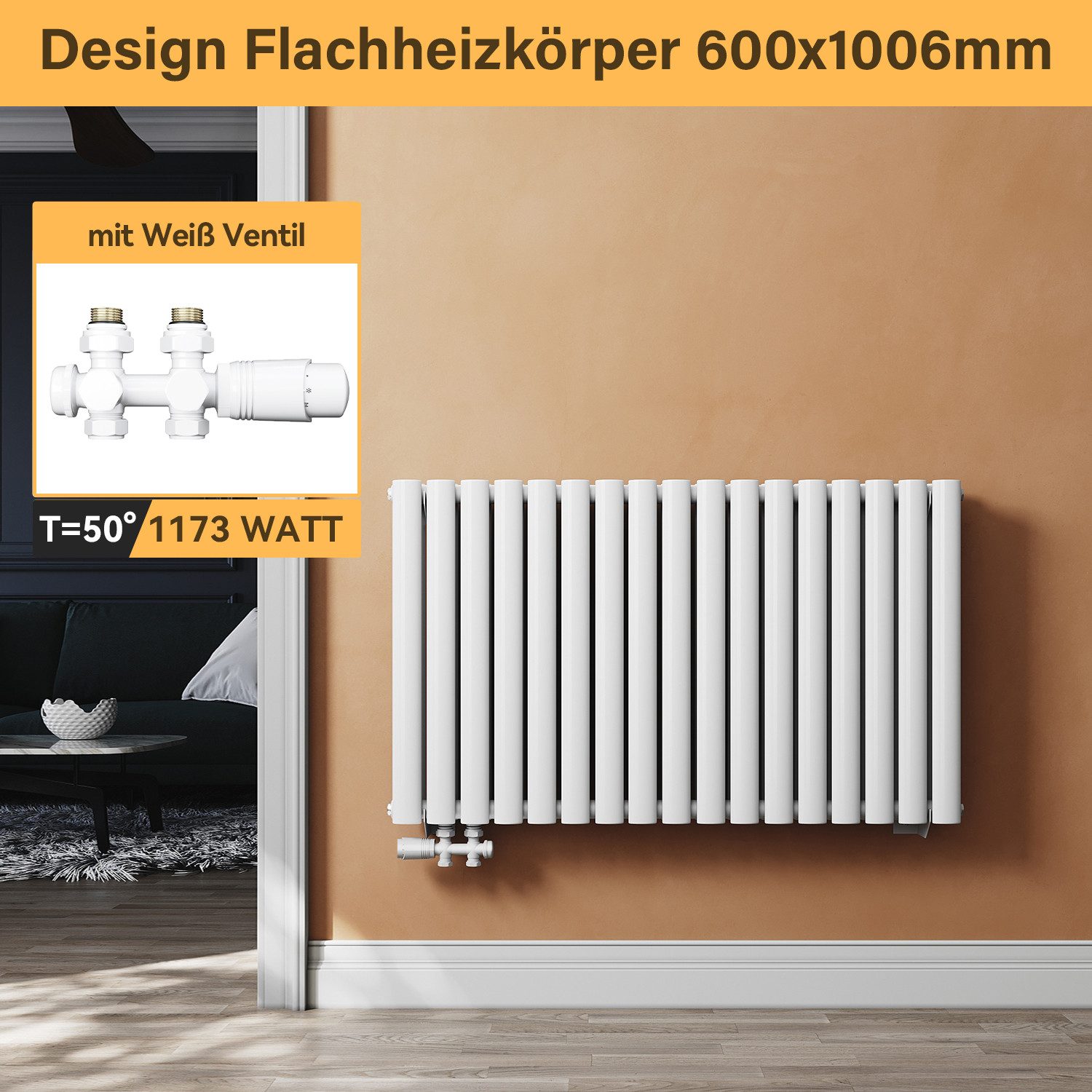 SONNI Badheizkörper Heizkörper Design Röhren Heizung modern, Weiß