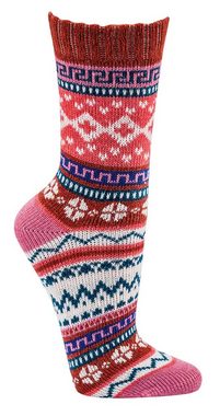 Wowerat Norwegersocken bunte Norweger Socken Baumwolle mit schönem Muster Hygge Damen Mädchen